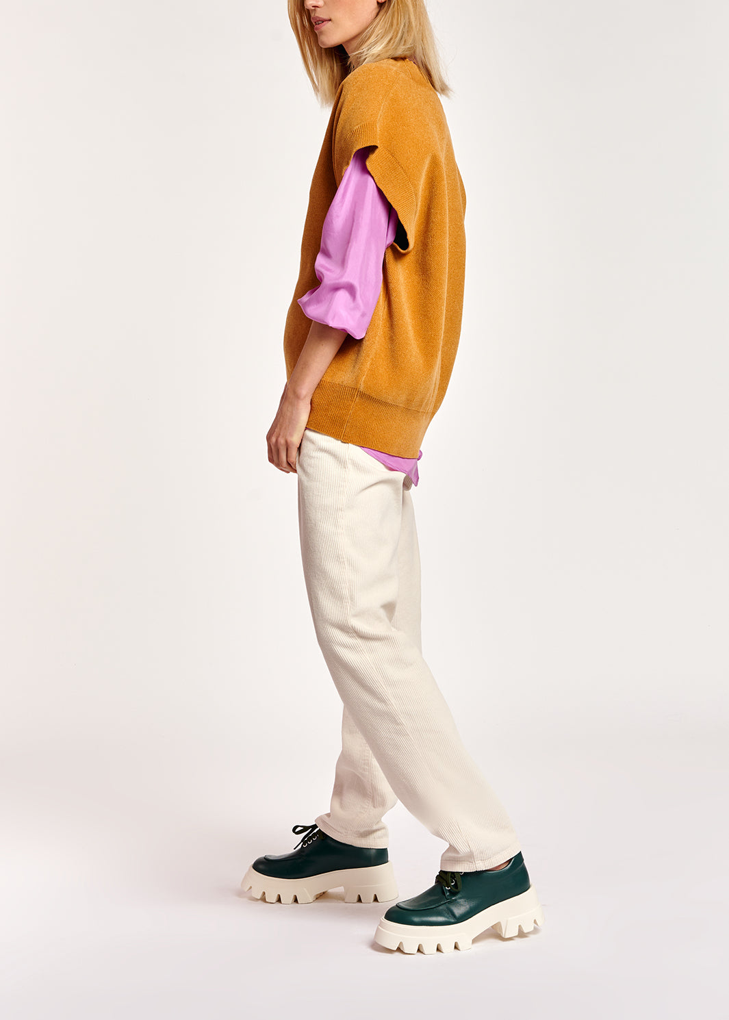 Camel sleeveless knitted vest RE—SSENTIEL | Essentiel second hand