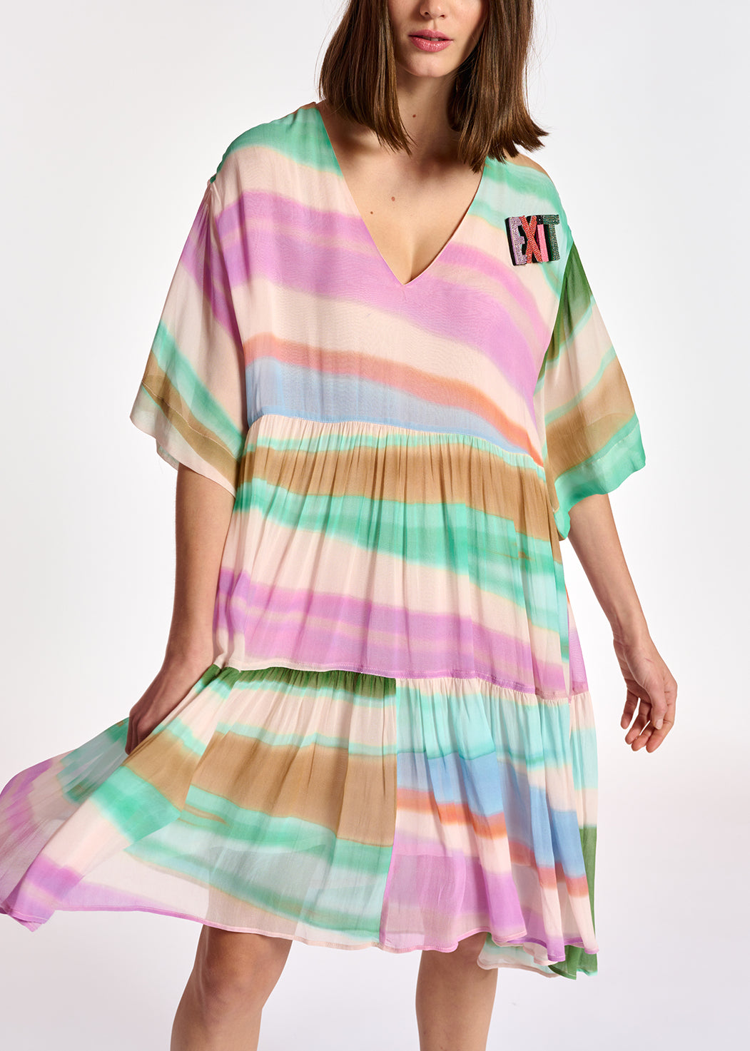 Kleurrijke mini-jurk met volants RE—SSENTIEL | Essentiel second hand