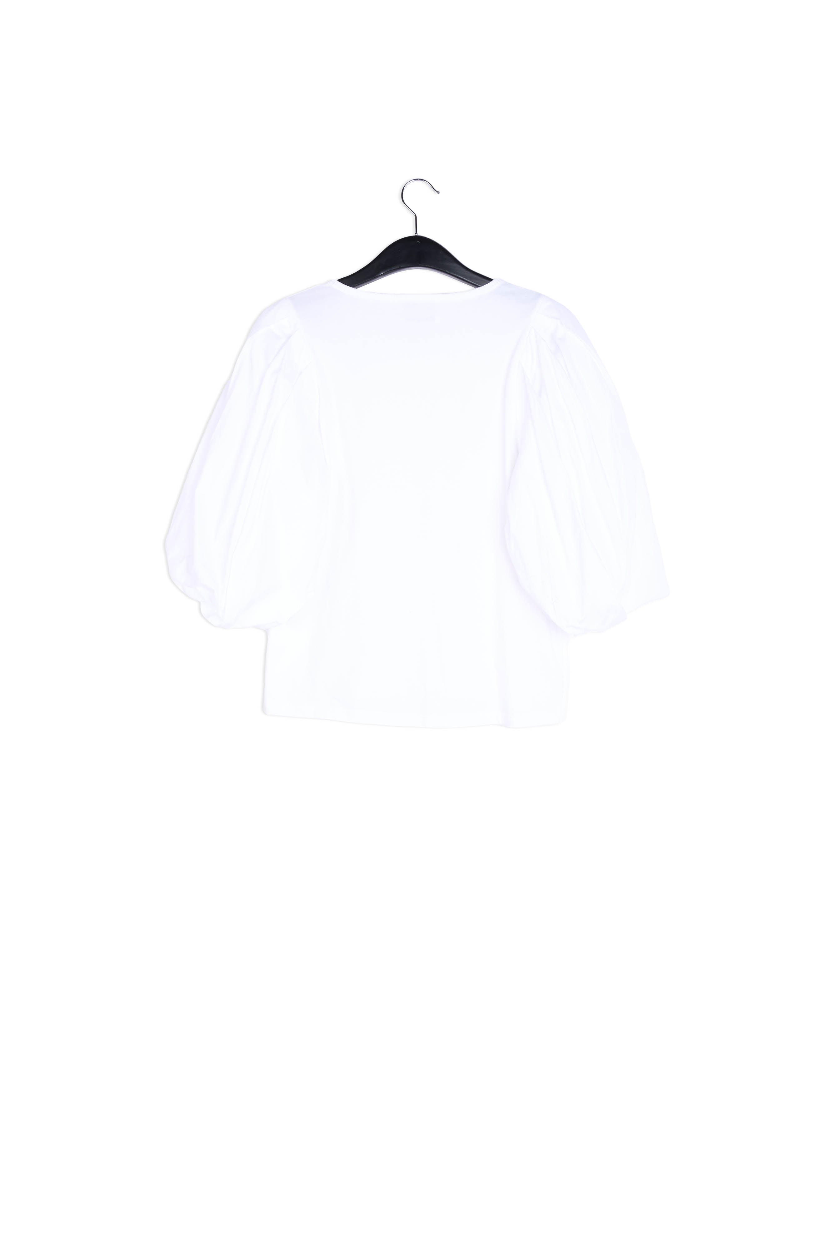 White jersey T-shirt with cotton-poplin sleeves RE—SSENTIEL | Essentiel second hand