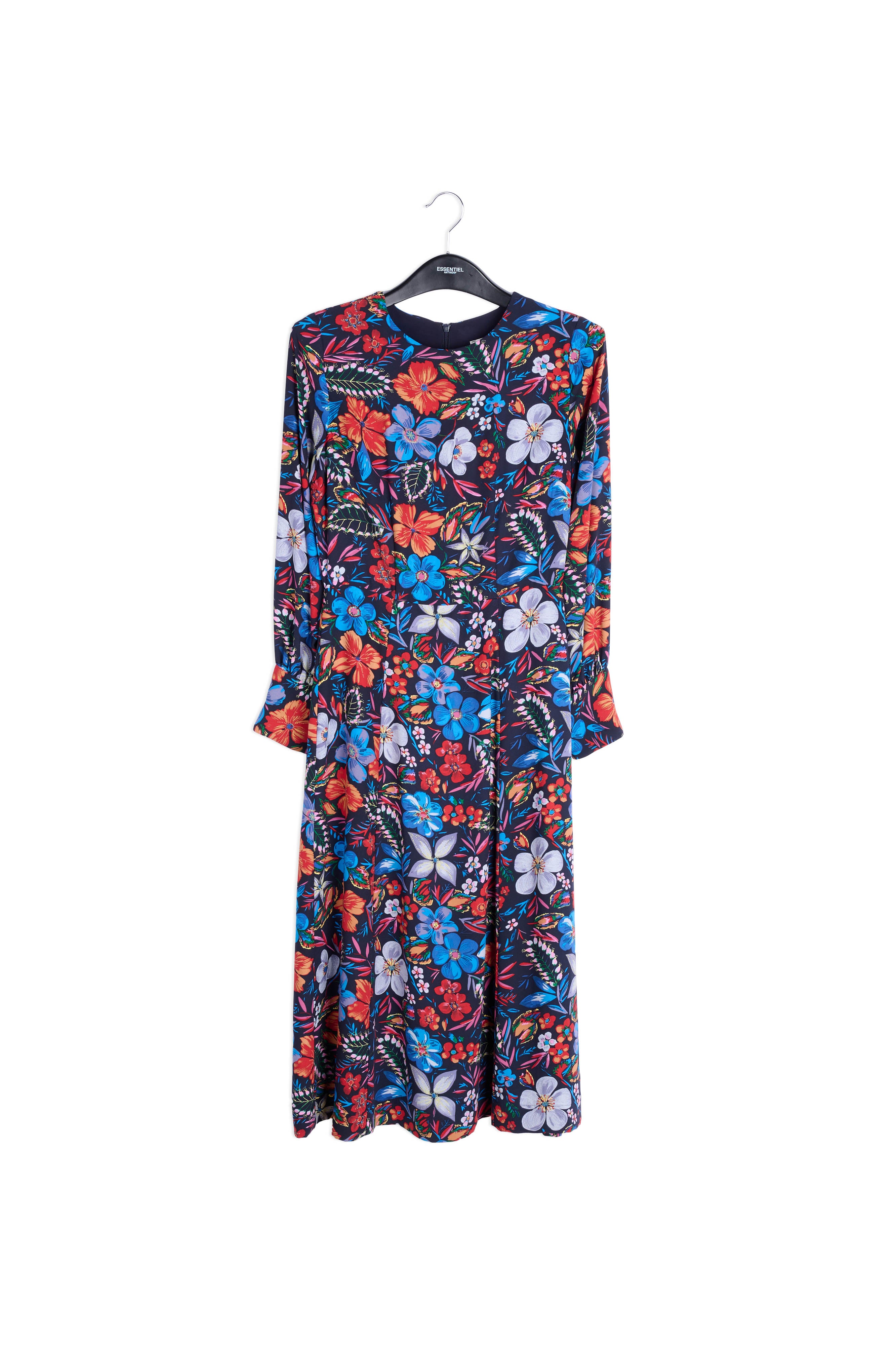 Dark blue floral midi dress RE—SSENTIEL | Essentiel second hand