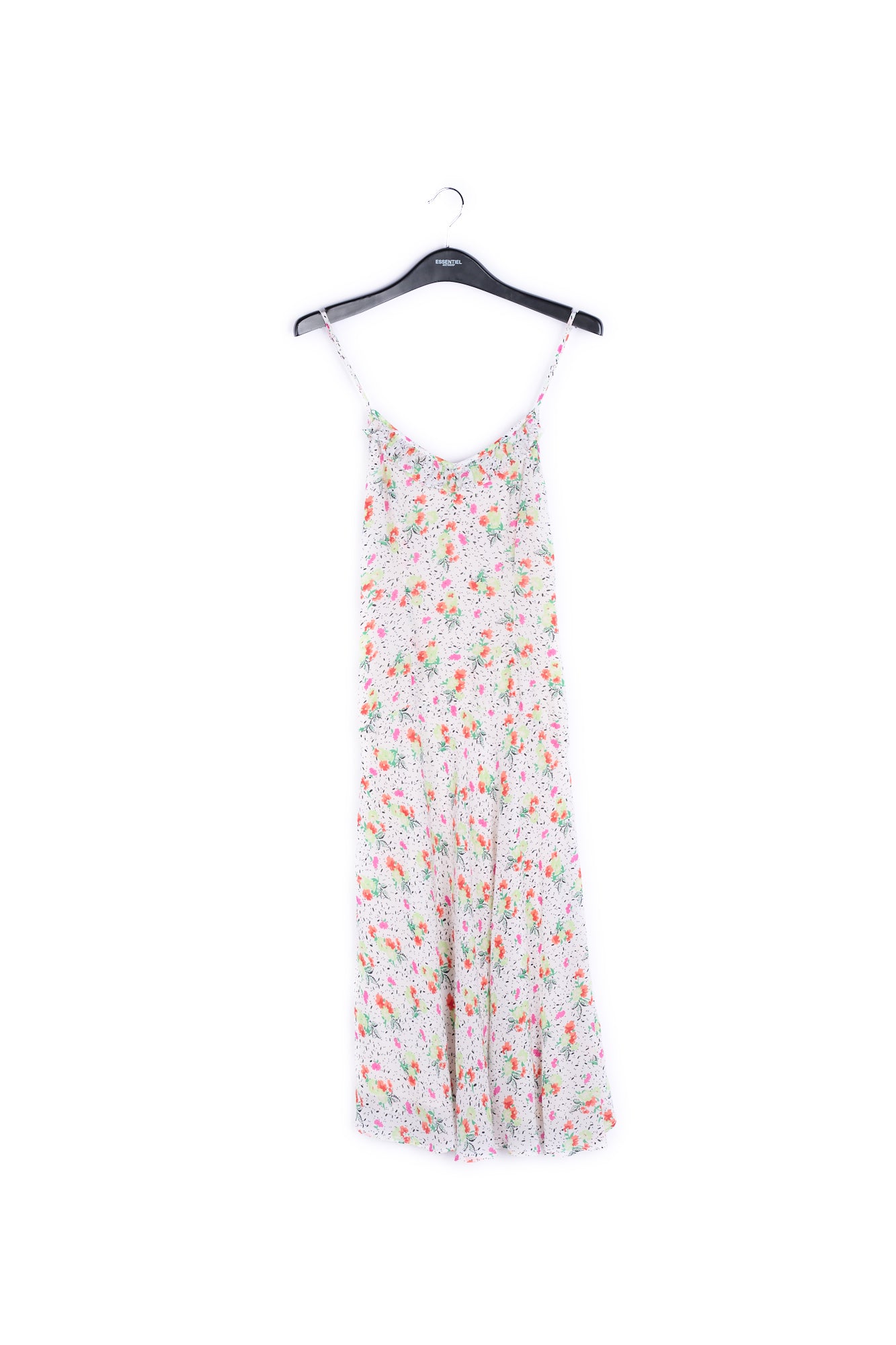 Off-white floral-print v-neck midi dress RE—SSENTIEL | Essentiel second hand