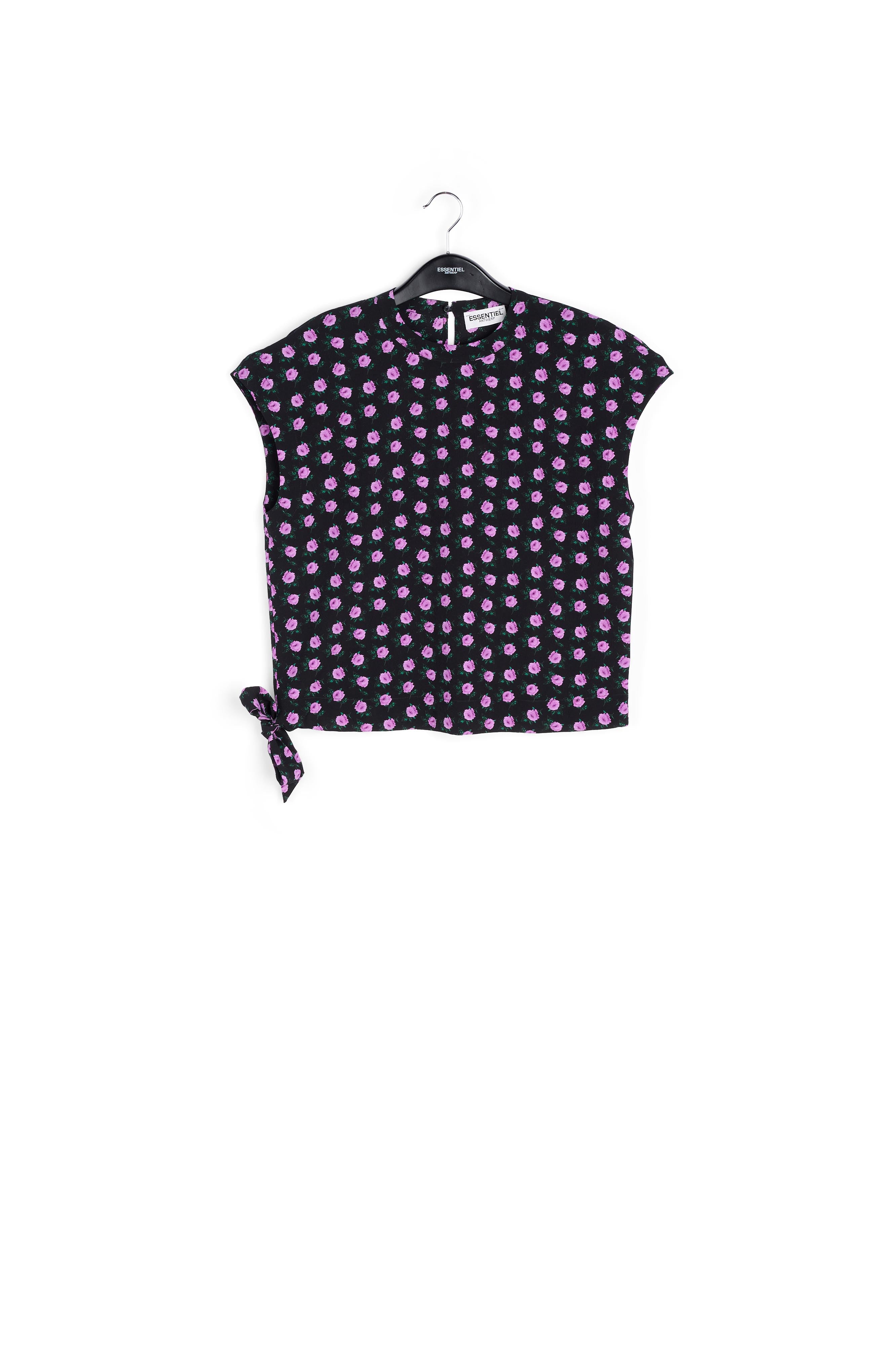 Zwarte top met bloemenprint RE—SSENTIEL | Essentiel second hand