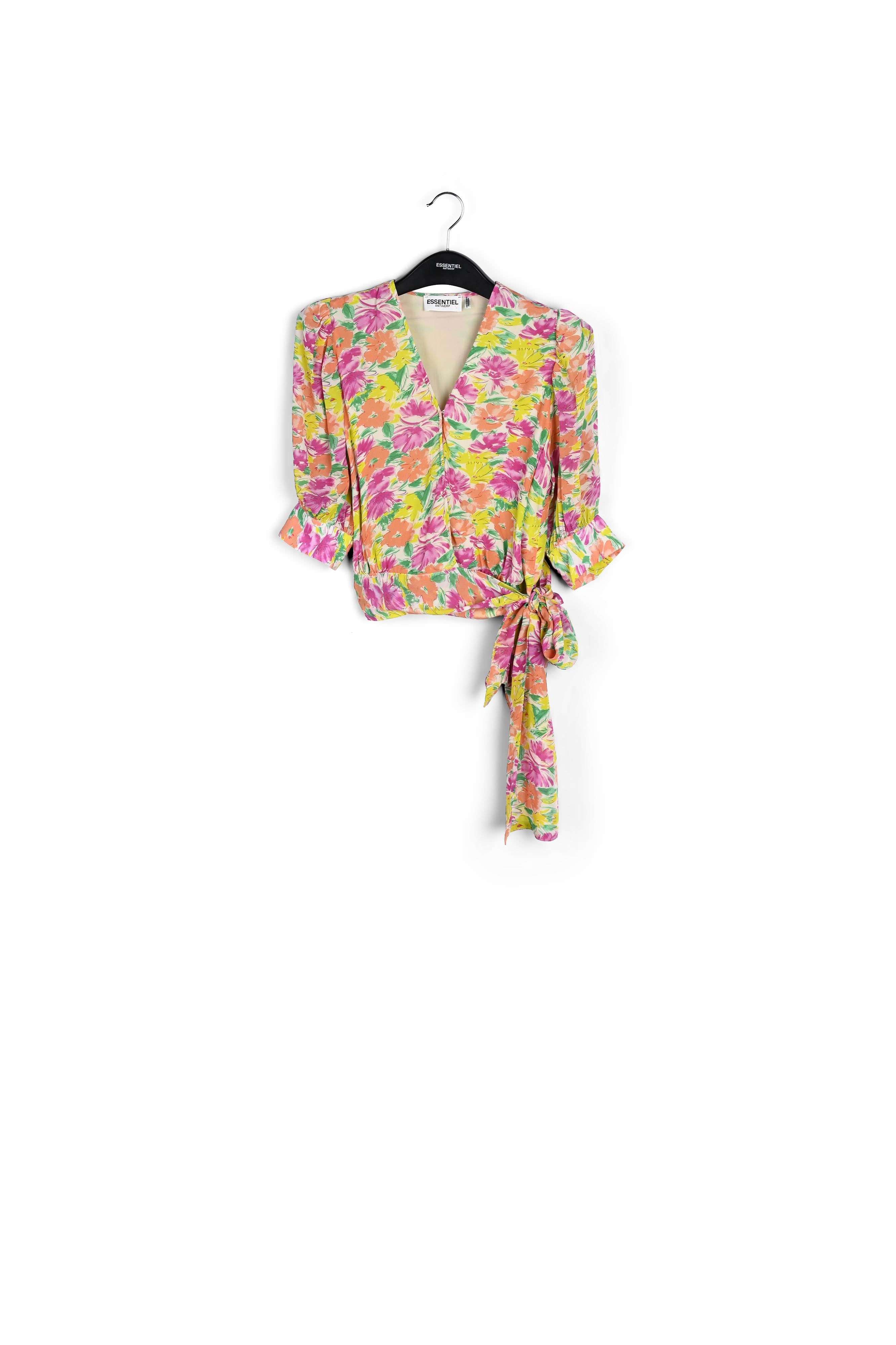 Multicolored floral-print wrap top RE—SSENTIEL | Essentiel second hand