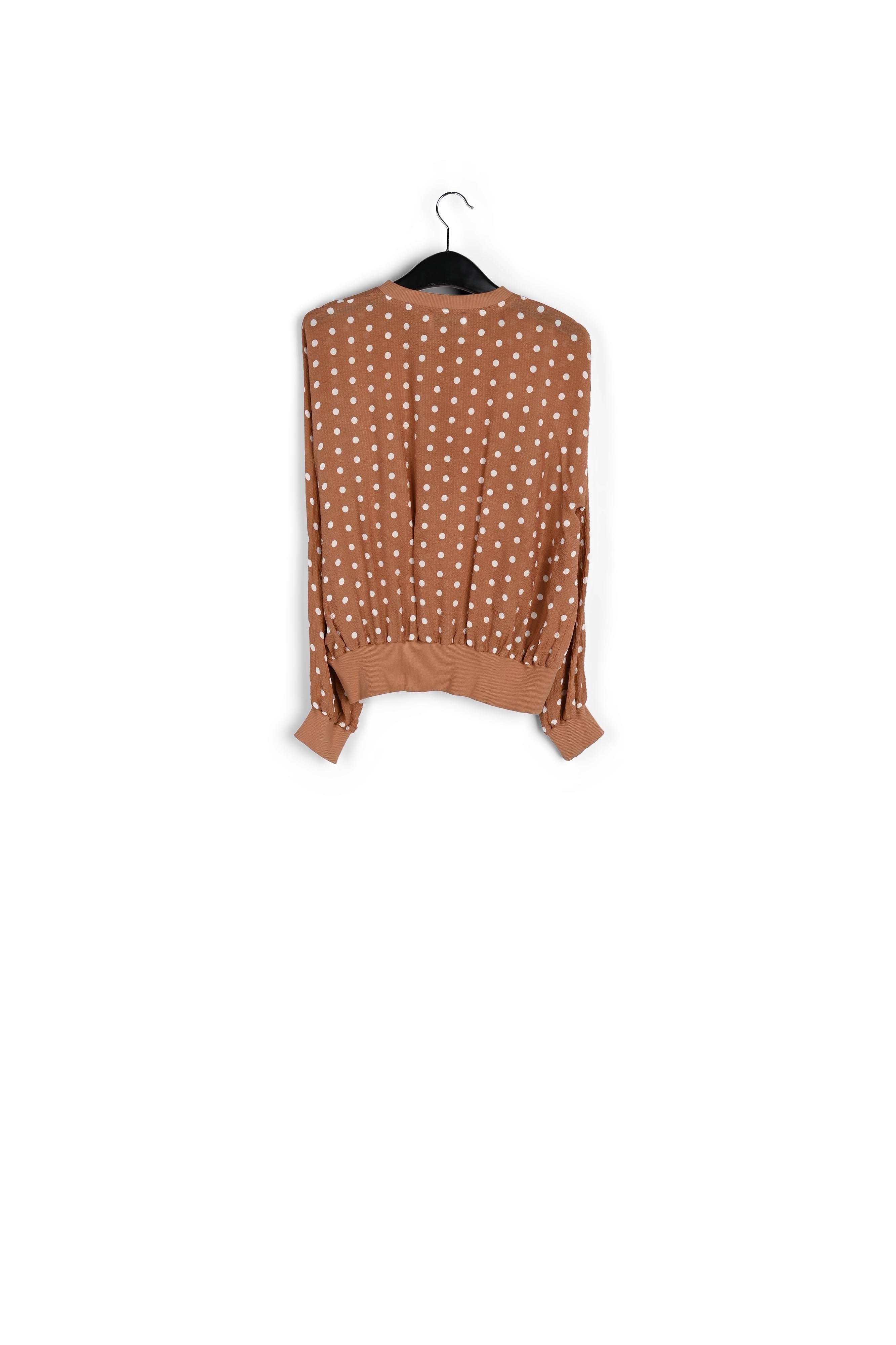 Bruin wijde top met witte stippen RE—SSENTIEL | Essentiel second hand