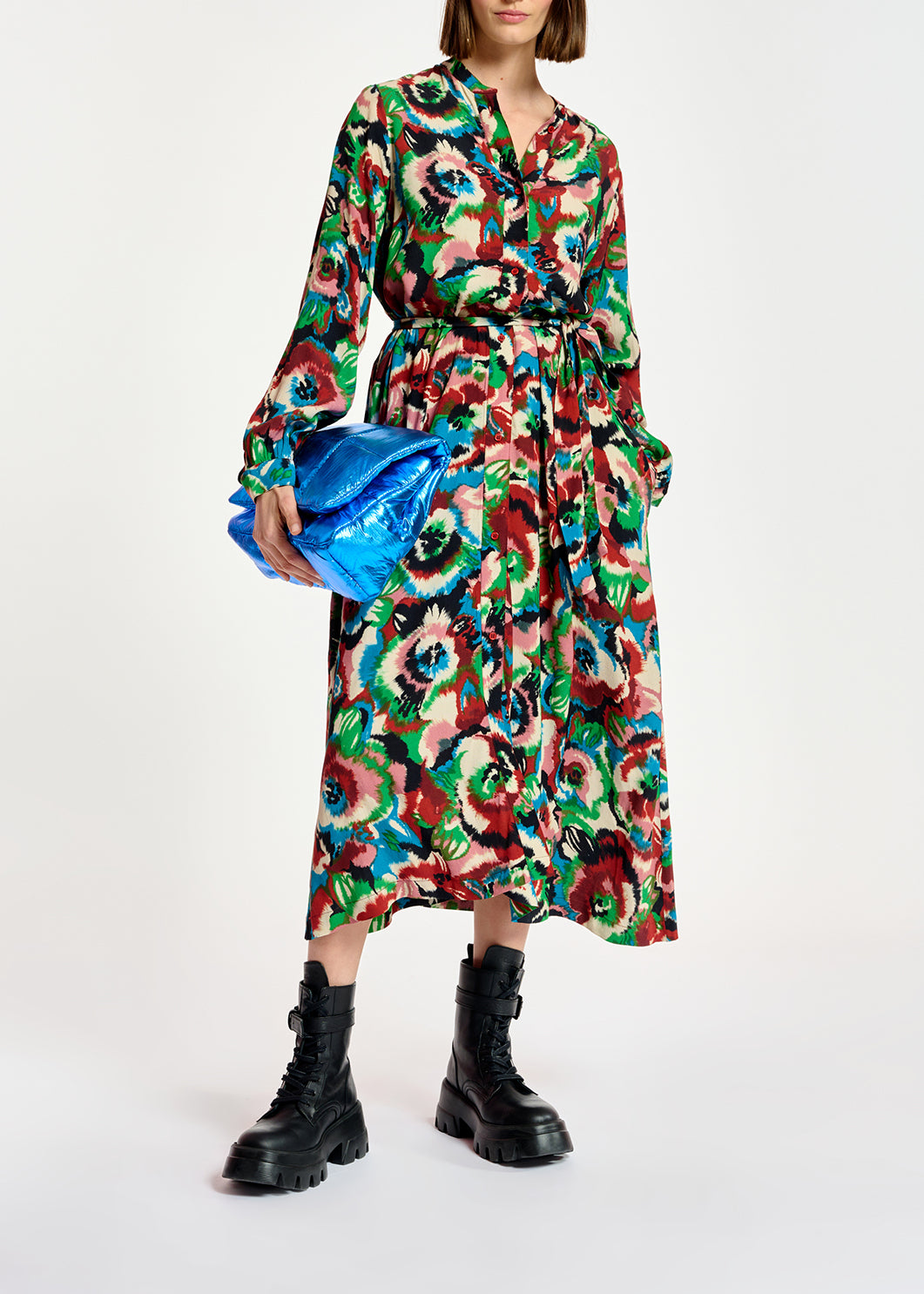 Multicolor floral-print shirt dress RE—SSENTIEL | Essentiel second hand