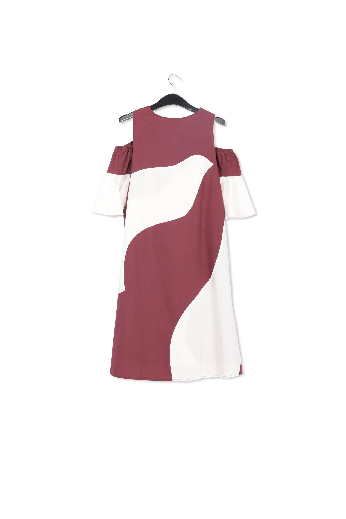 Burgundy and white cotton knee-length dress RE—SSENTIEL | Essentiel second hand