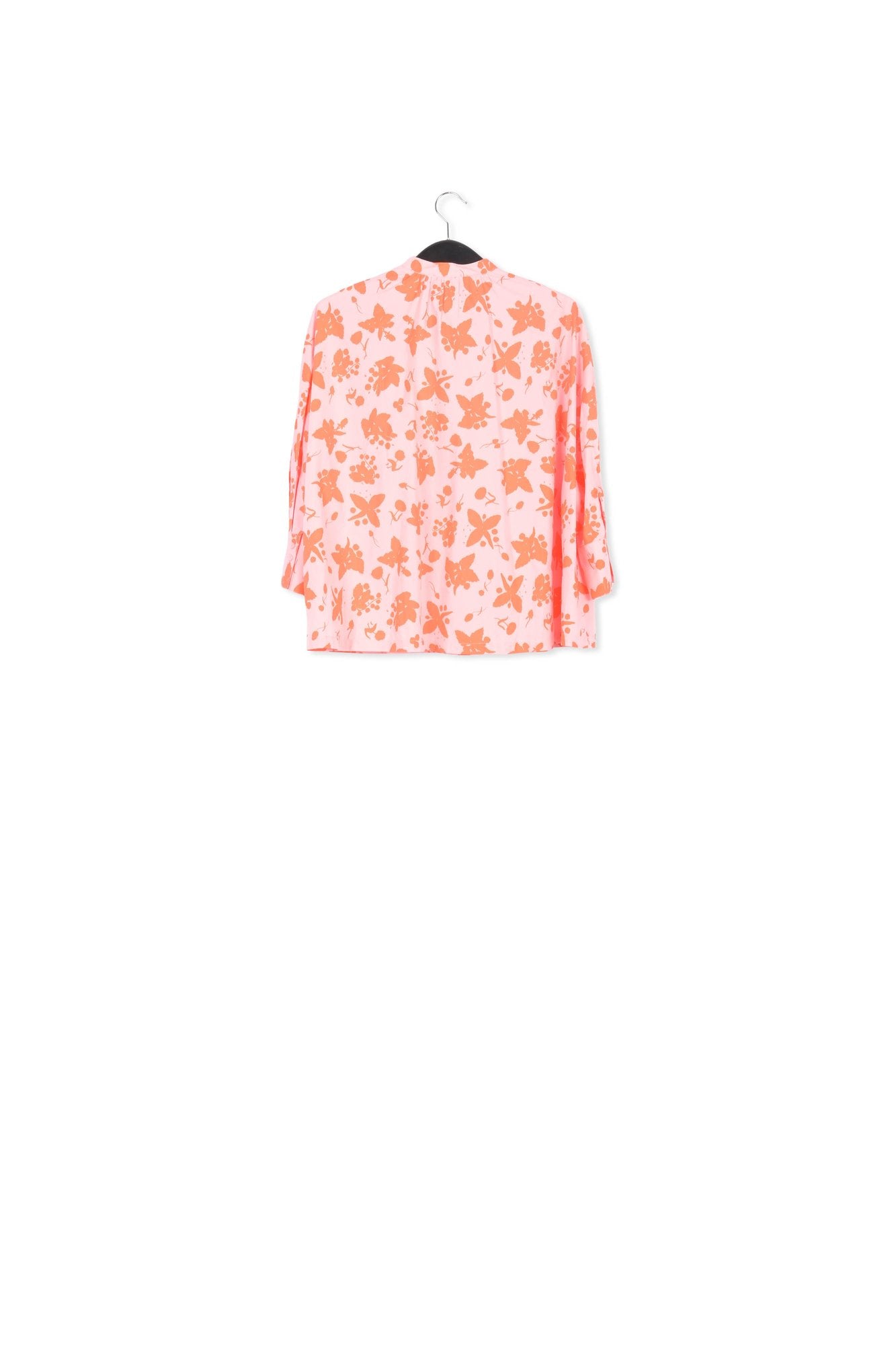 Light pink and red floral print cotton shirt RE—SSENTIEL | Essentiel second hand