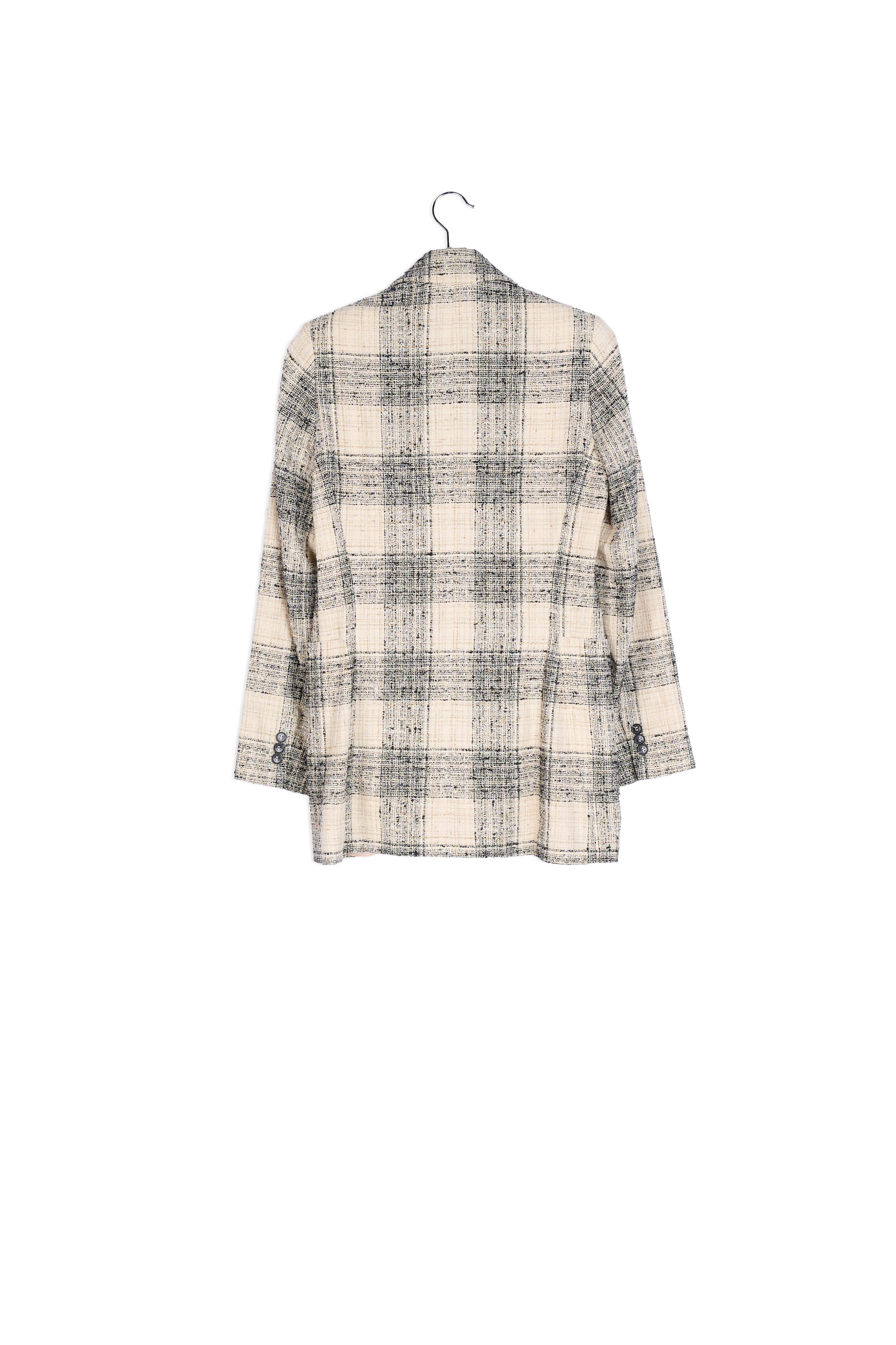Off-white oversized checked tweed blazer RE—SSENTIEL | Essentiel second hand