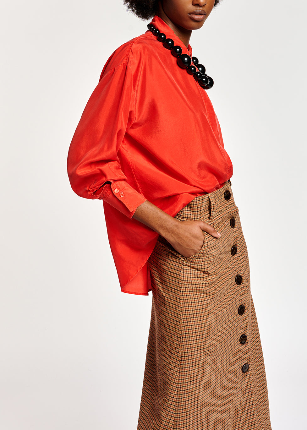 Chemise ample en soie rouge RE—SSENTIEL | Essentiel second hand