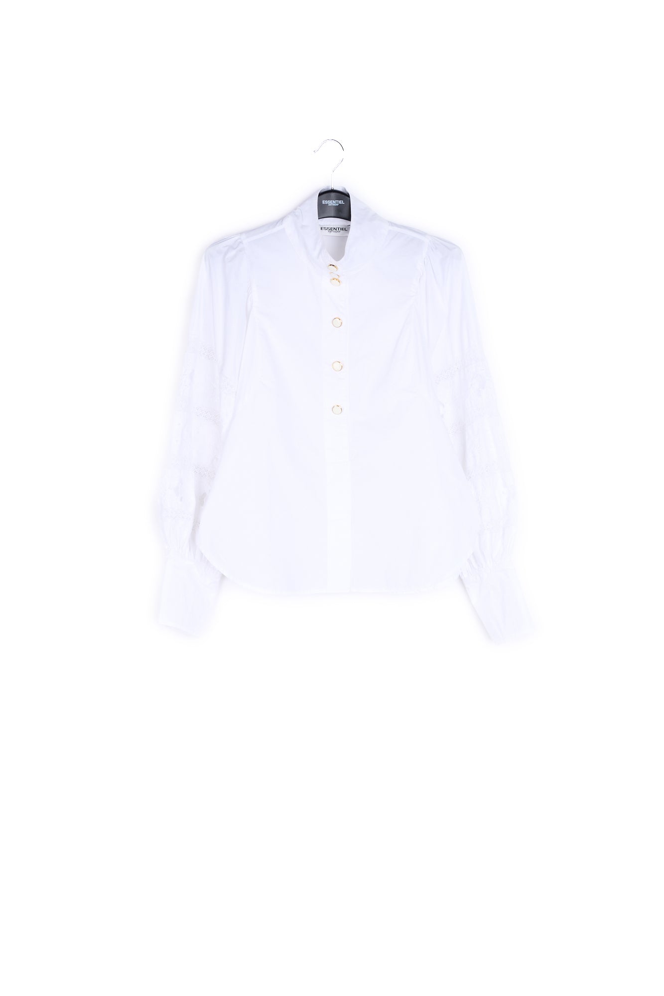 White baloon sleeves cotton and lace shirt RE—SSENTIEL | Essentiel second hand