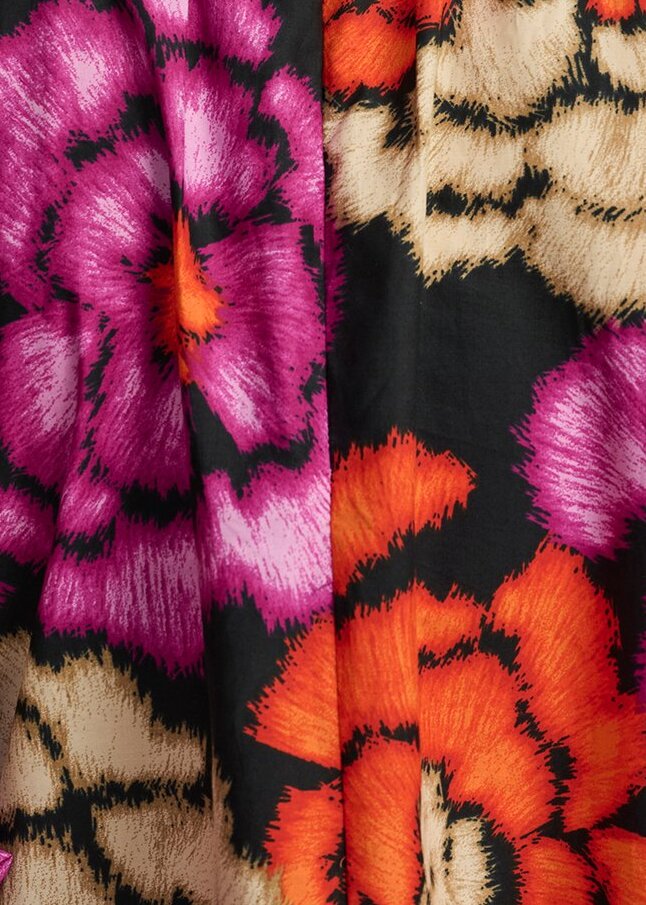 Mini-robe noire, orange et écru à  col montant RE—SSENTIEL | Essentiel second hand