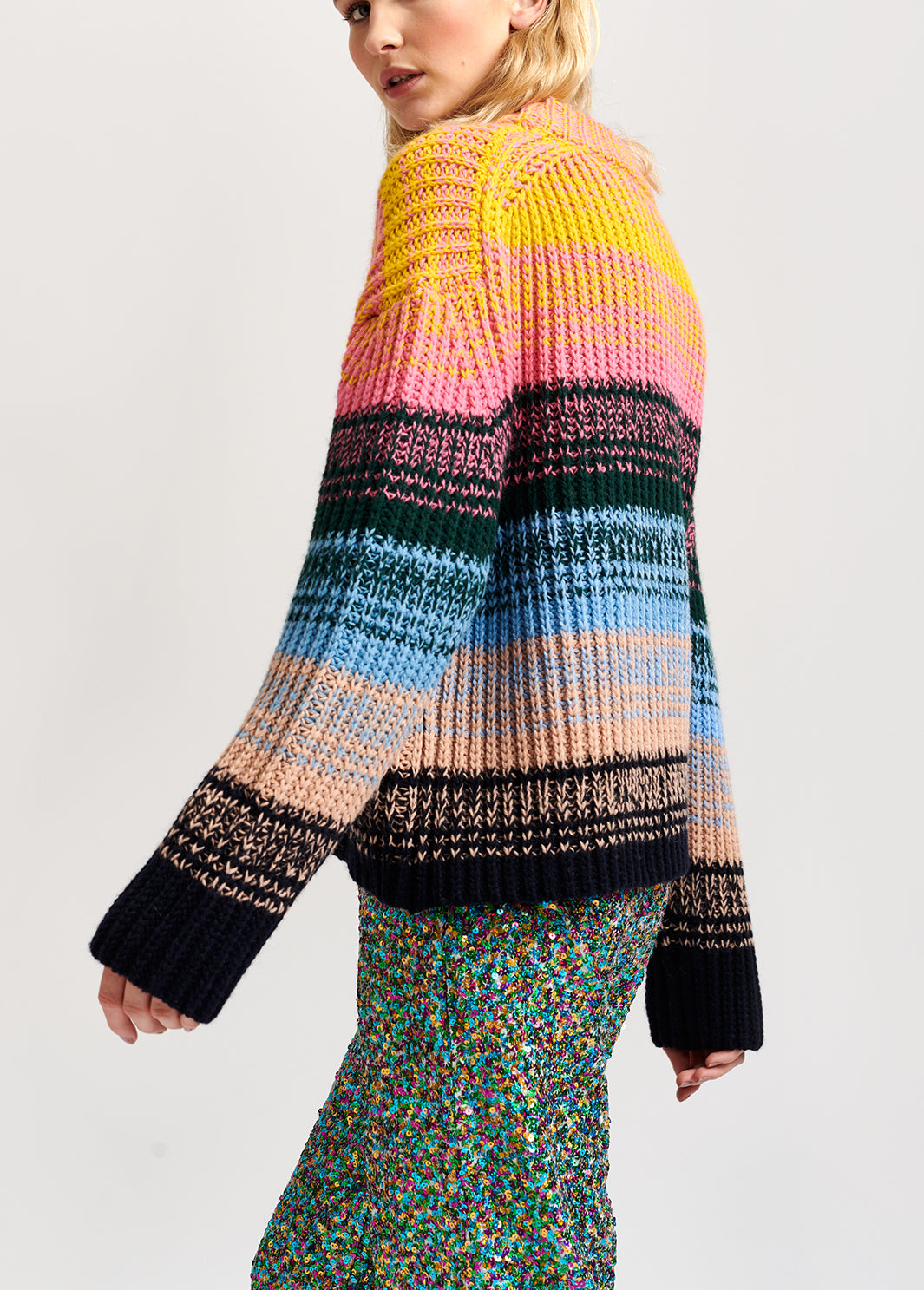 Multicolored ribbed wool-blend sweater RE—SSENTIEL | Essentiel second hand