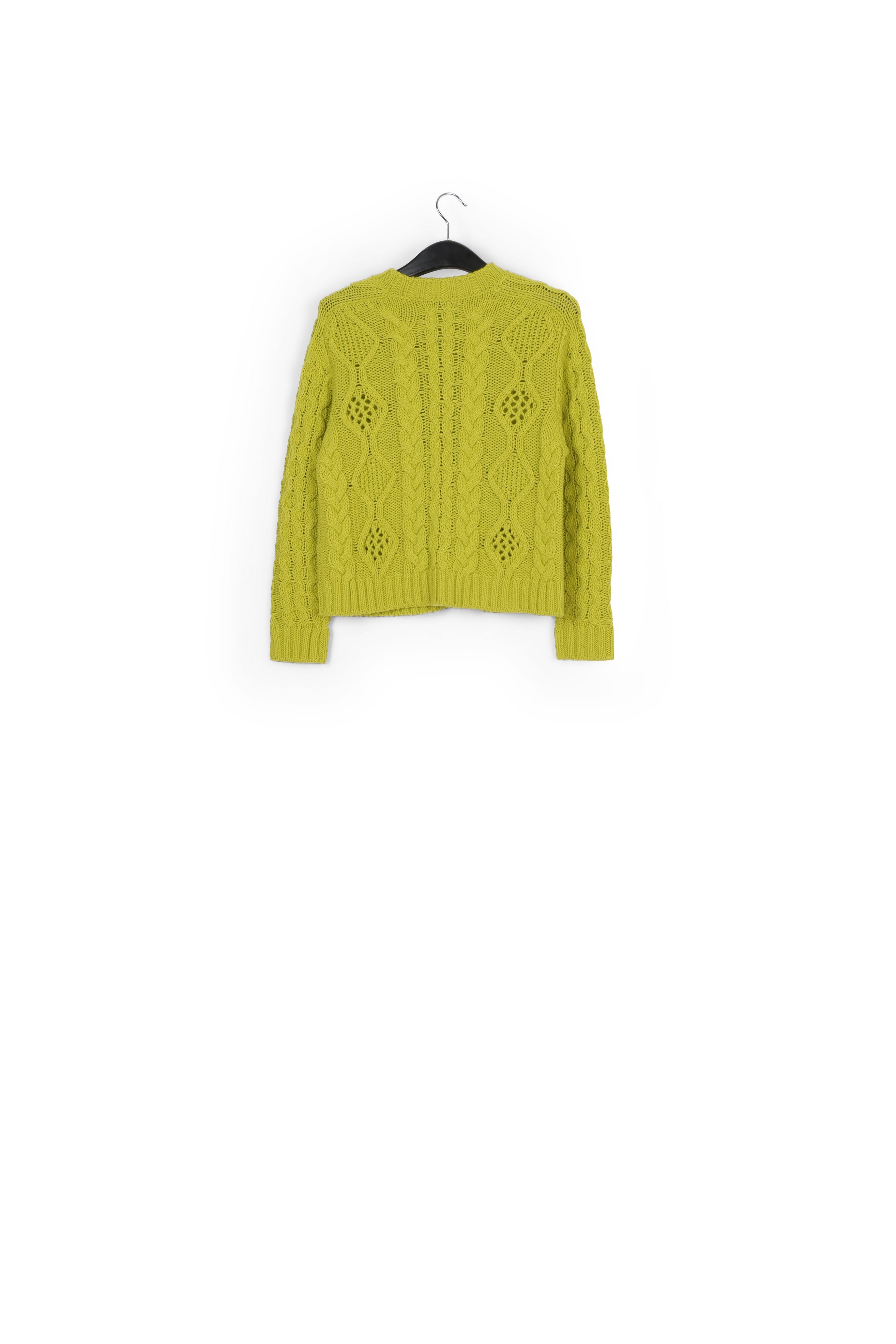Pull vert citron en tricot torsadé RE—SSENTIEL | Essentiel second hand
