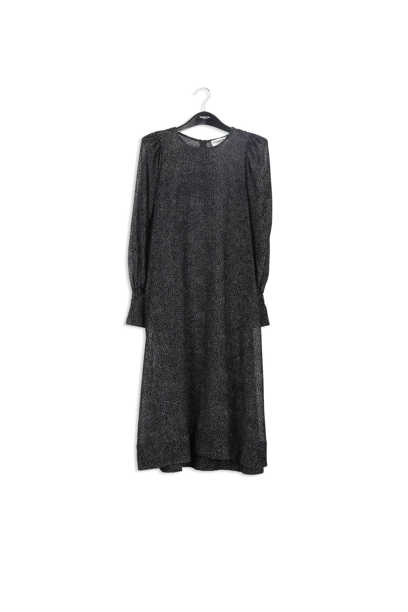 Black and off-white dotted a-line long dress RE—SSENTIEL | Essentiel second hand