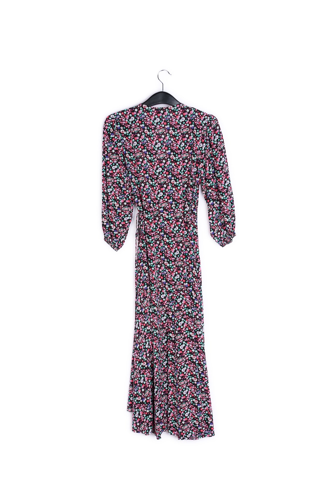 Black floral-print wrap maxi dress RE—SSENTIEL | Essentiel second hand