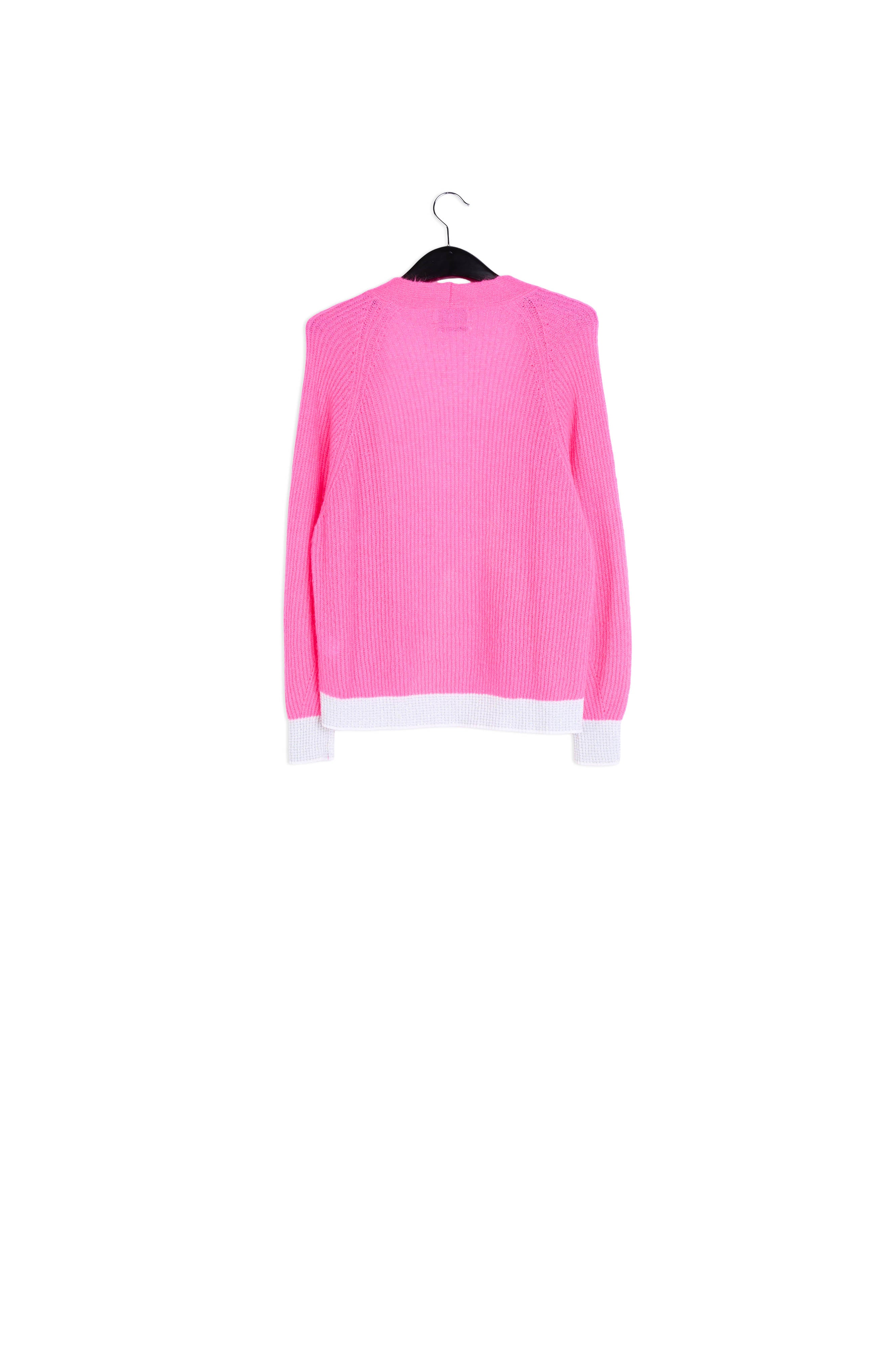 Fuchsia ribbed open cardigan with accentuated trims RE—SSENTIEL | Essentiel second hand