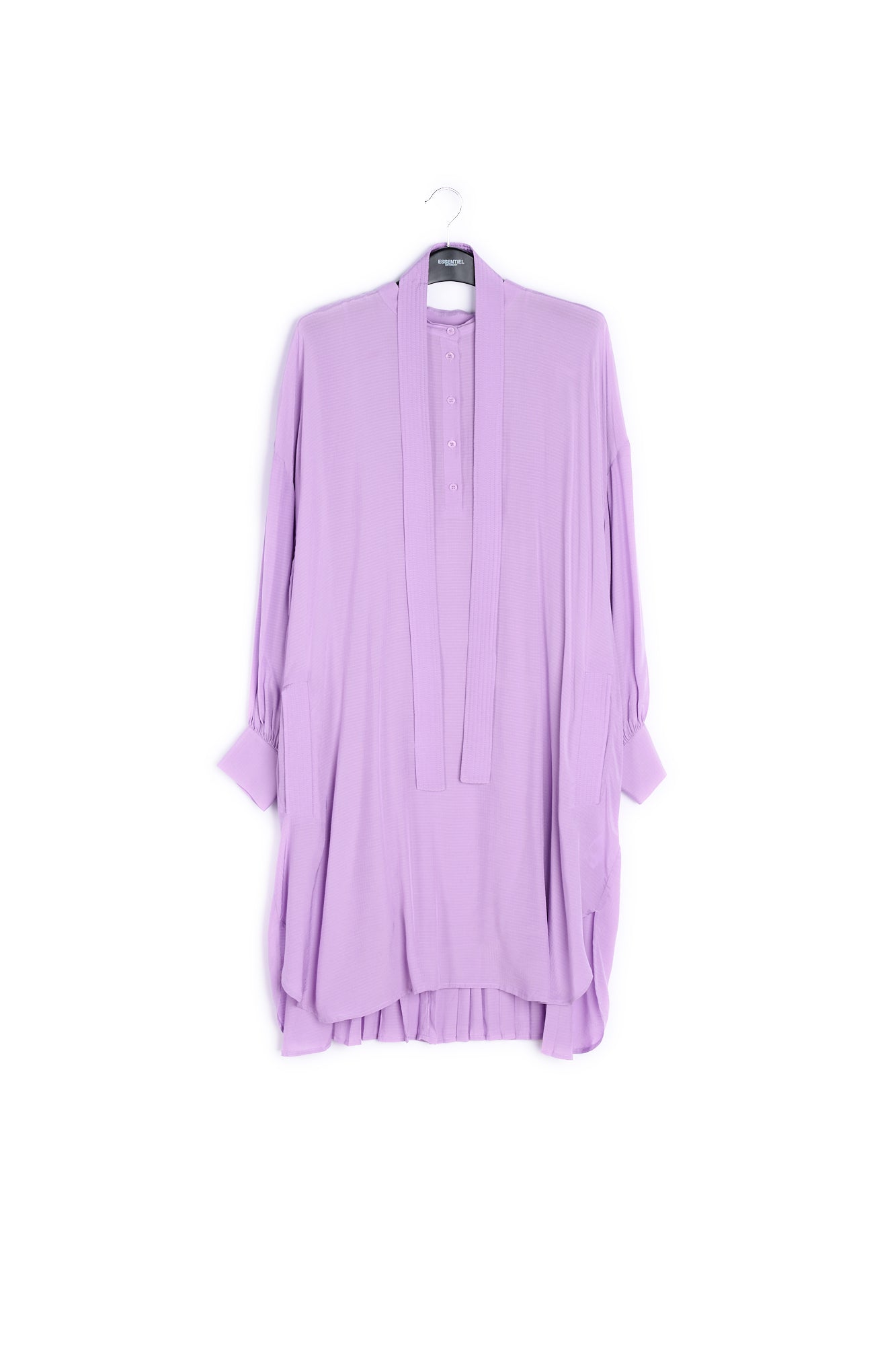 Lilac relaxed-fit shirt dress with plissé backside RE—SSENTIEL | Essentiel second hand