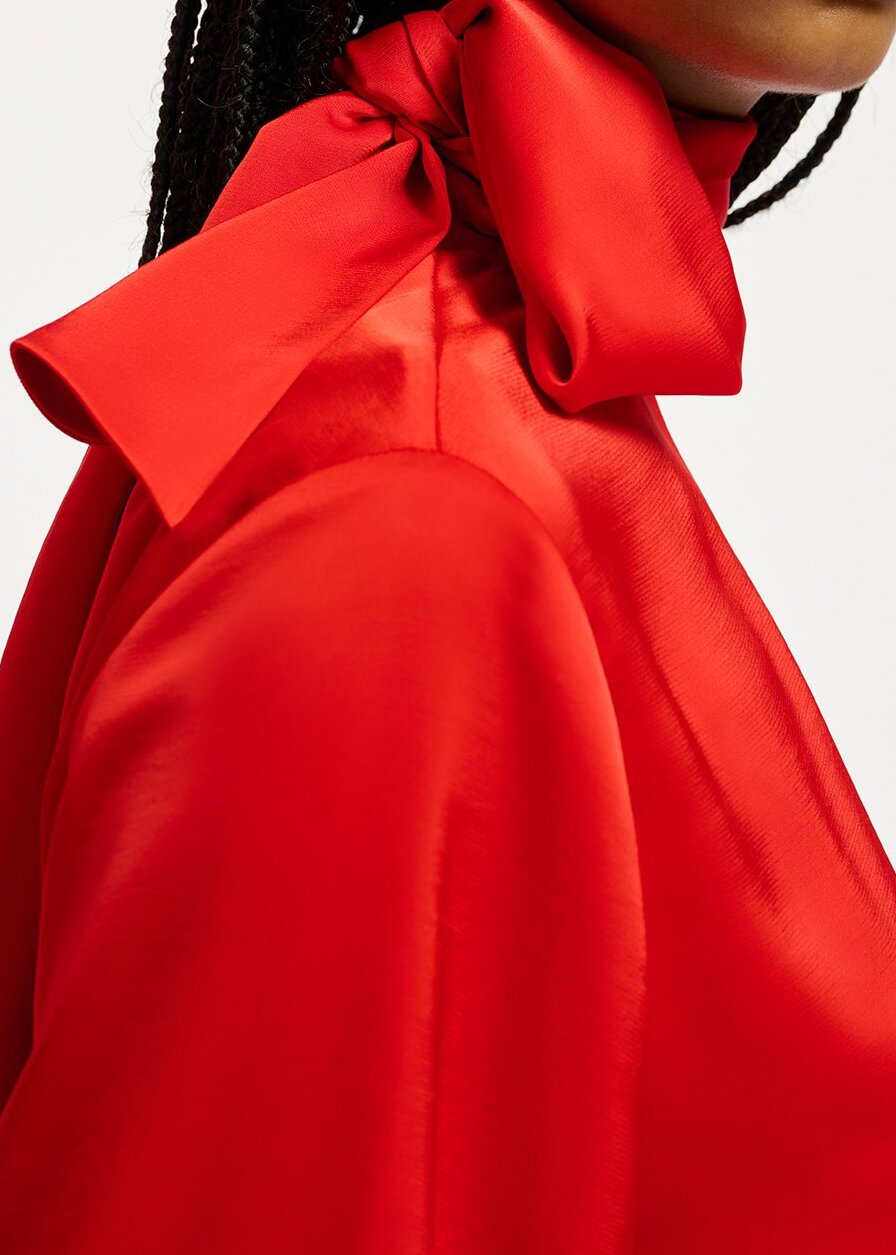 Red satin top with pussy bow RE—SSENTIEL | Essentiel second hand