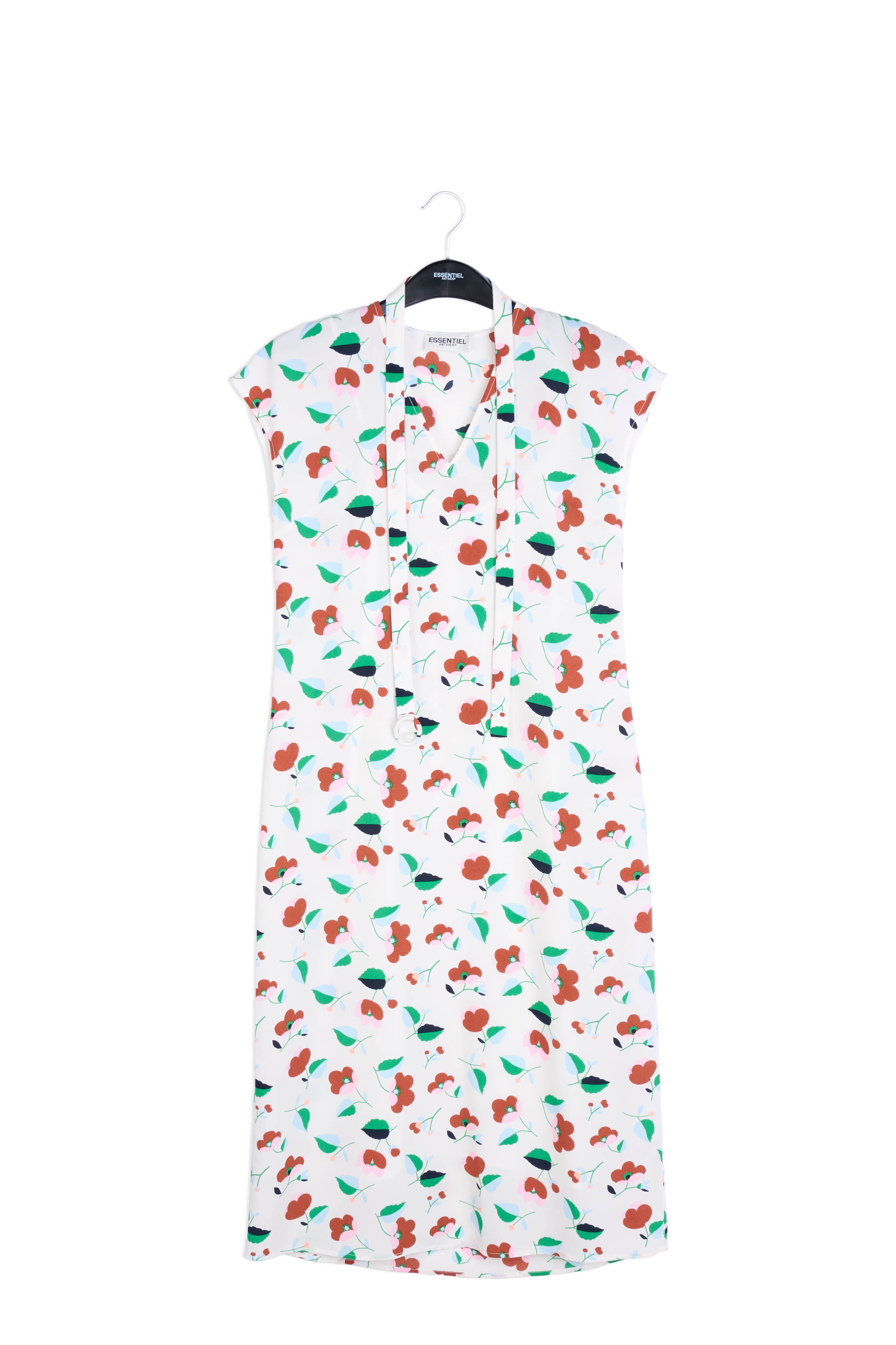 Off-white floral belted midi dress RE—SSENTIEL | Essentiel second hand