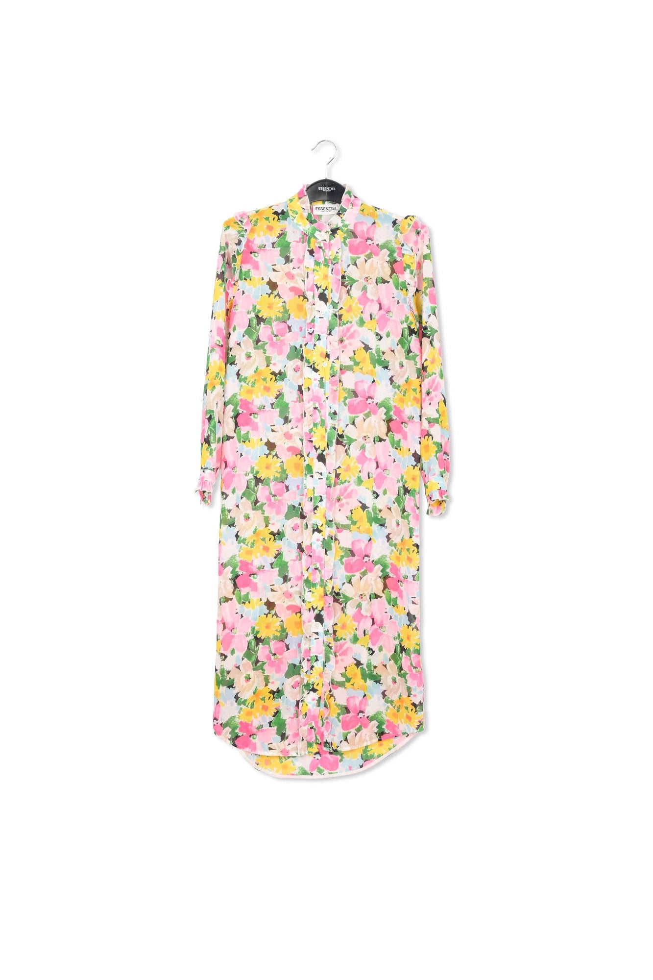 Robe chemise à fleurs multicolores avec ruches RE—SSENTIEL | Essentiel second hand