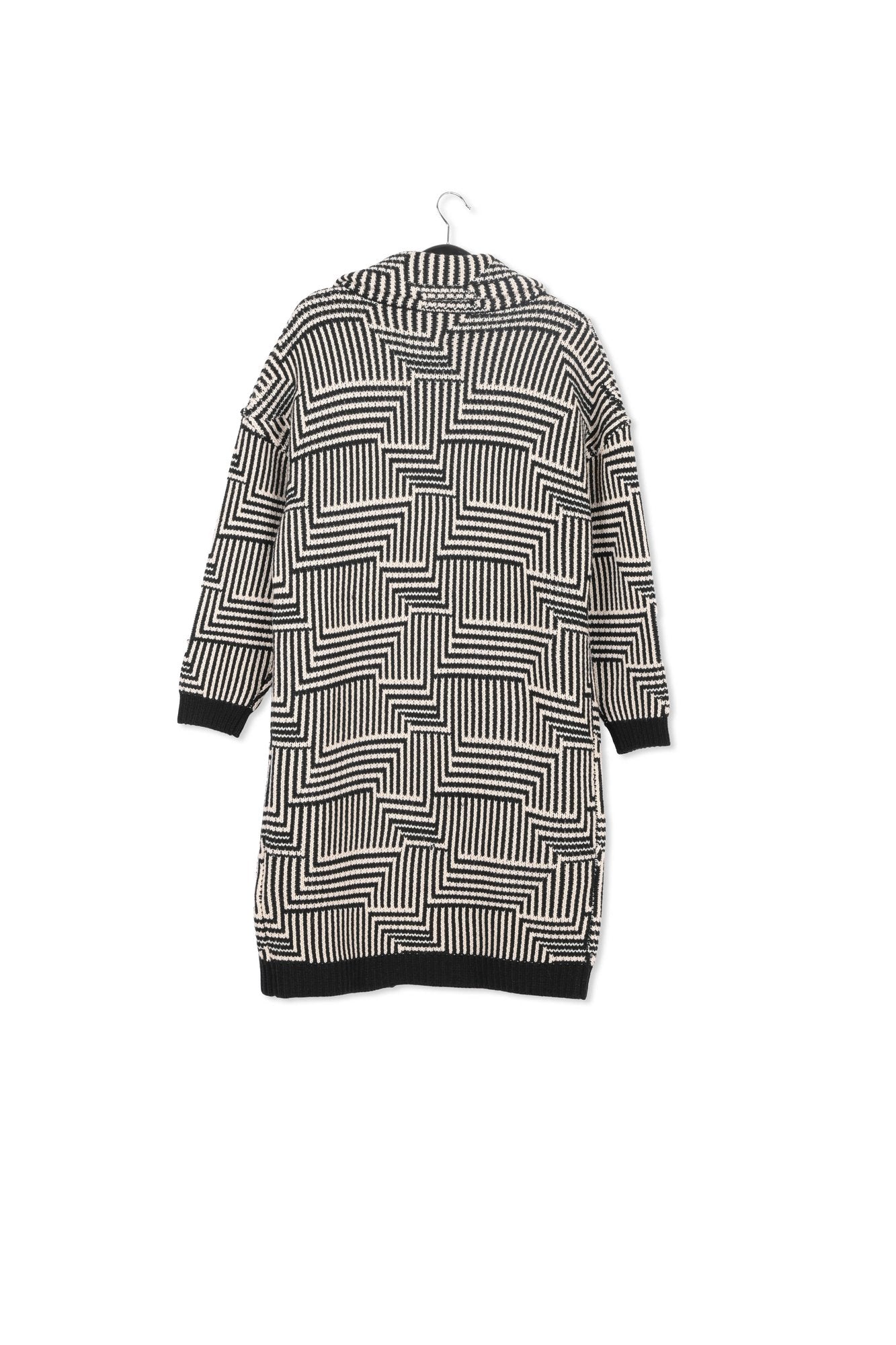 Cardigan en maille jacquard blanc cassé et noir RE—SSENTIEL | Essentiel second hand