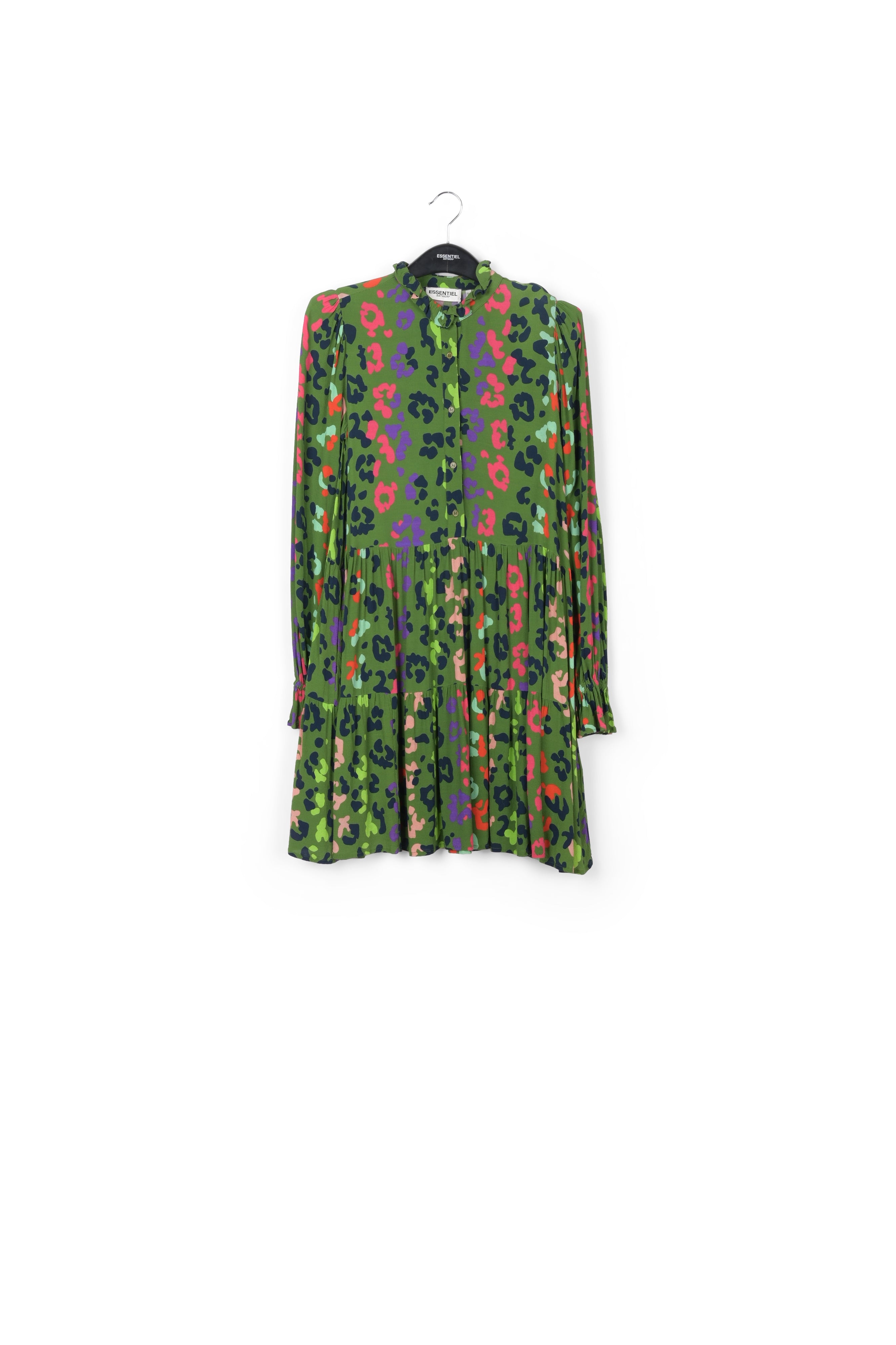 Green leopard print mini dress RE—SSENTIEL | Essentiel second hand