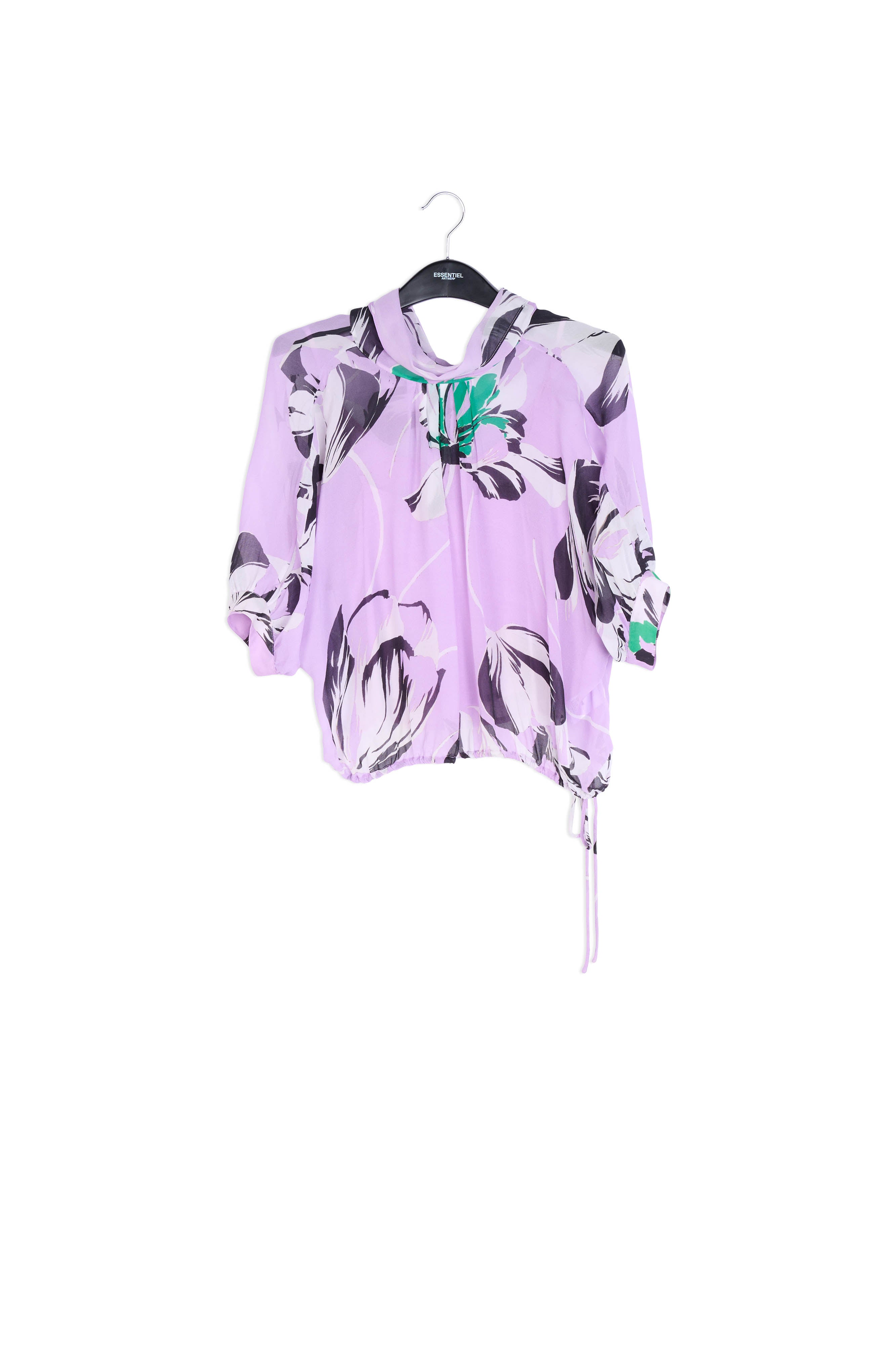 Lilac voluminous floral-print sheer top RE—SSENTIEL | Essentiel second hand