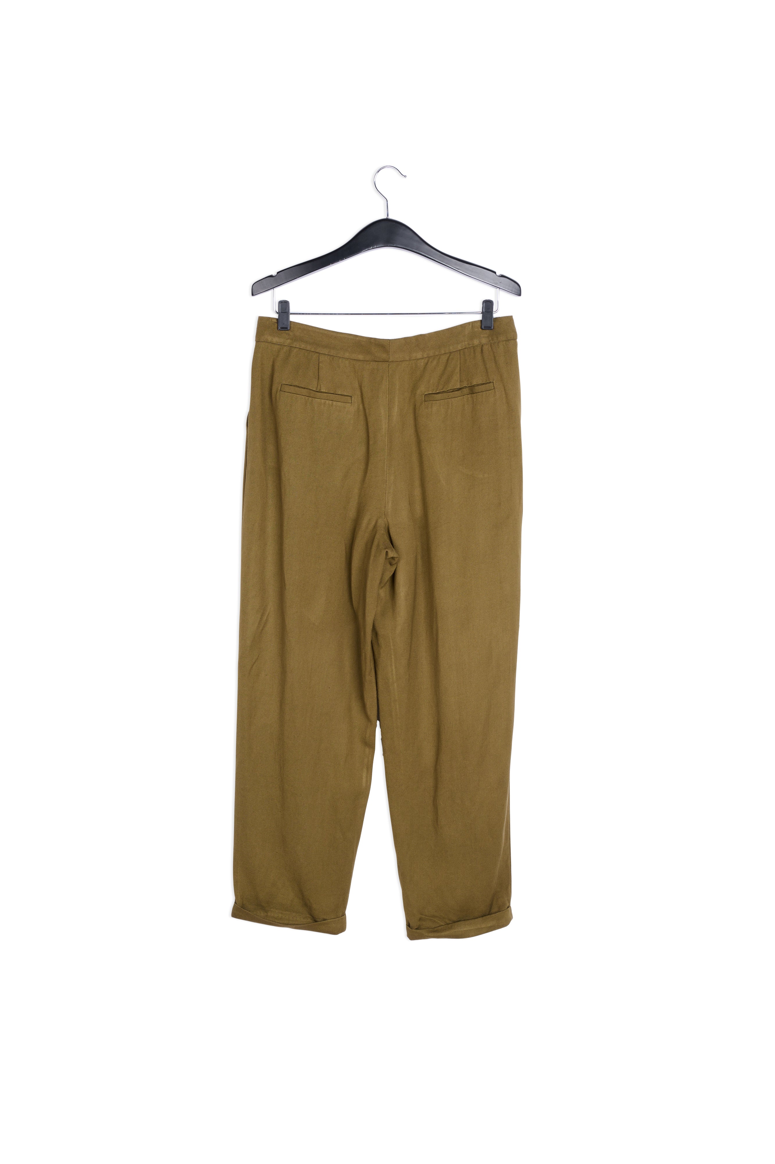 Khaki green tailored mid-rise pants RE—SSENTIEL | Essentiel second hand