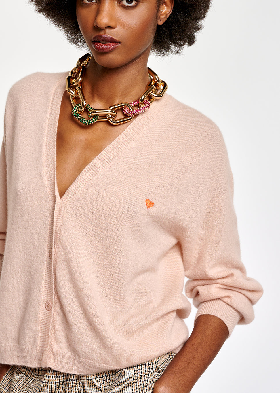 Cardigan rose clair en mérinos et cachemire RE—SSENTIEL | Essentiel second hand