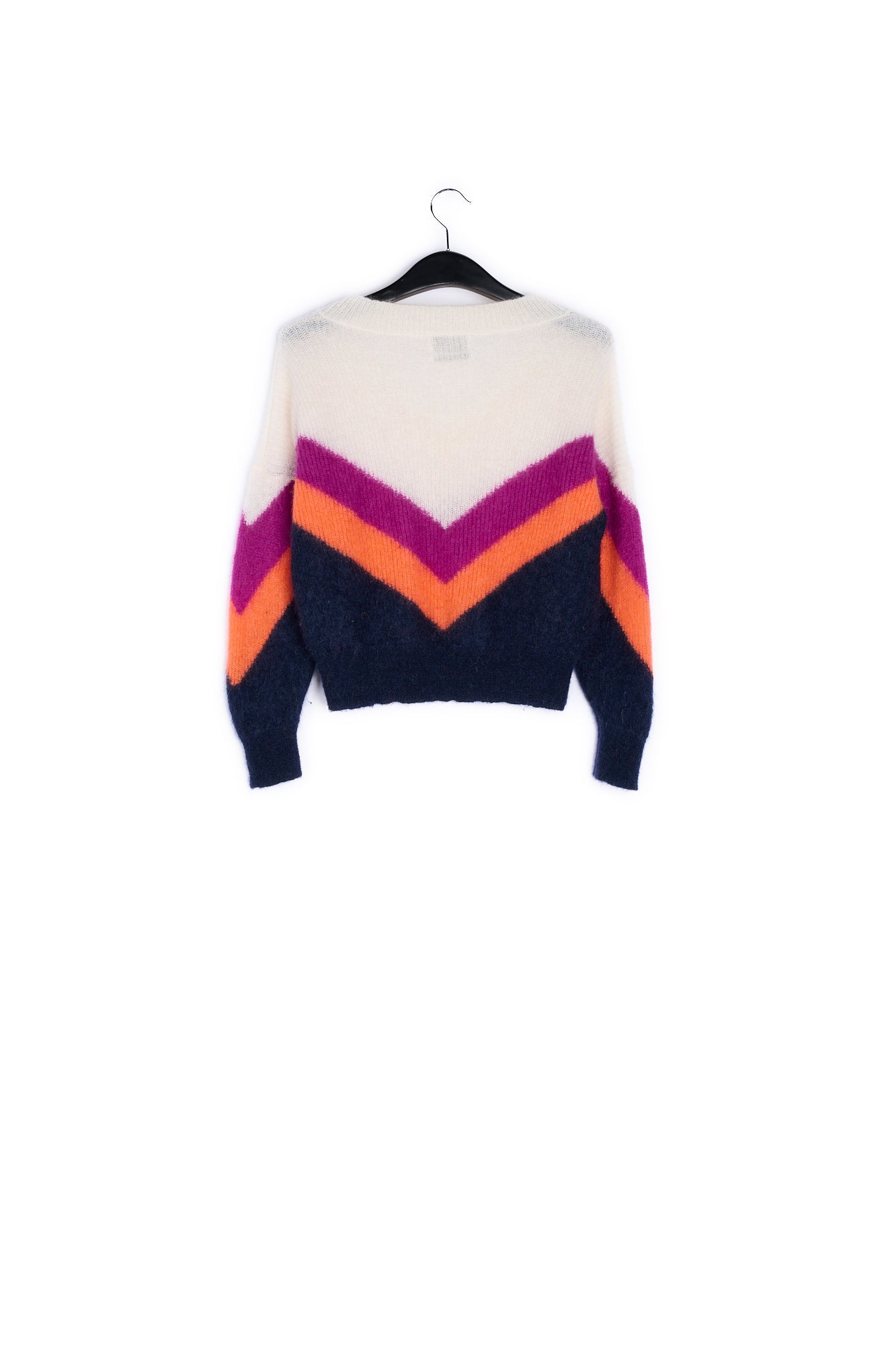 Purple, orange and black v pattern sweater RE—SSENTIEL | Essentiel second hand