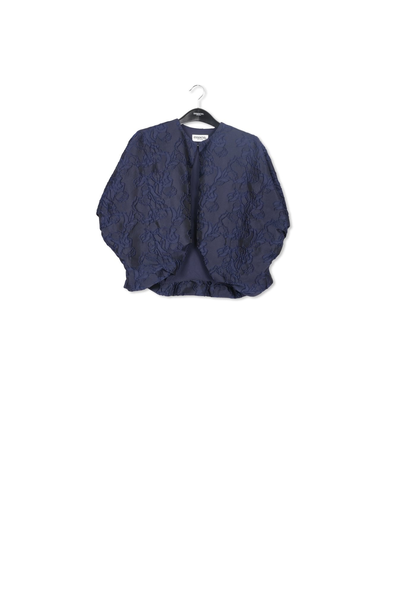 Navy blue jacquard-woven puffy jacket RE—SSENTIEL | Essentiel second hand