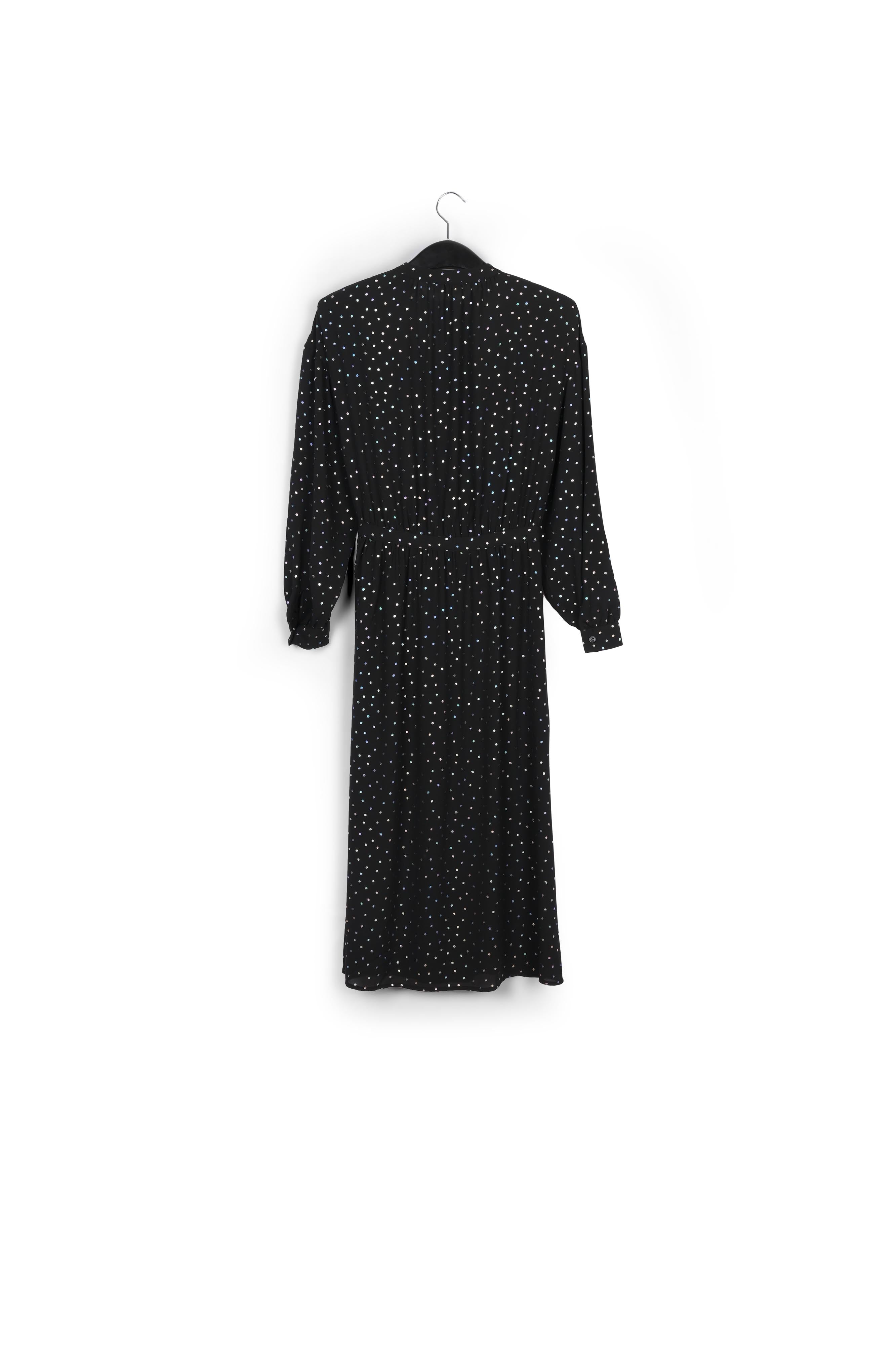 Black belted midi dress with holographic polka dots RE—SSENTIEL | Essentiel second hand