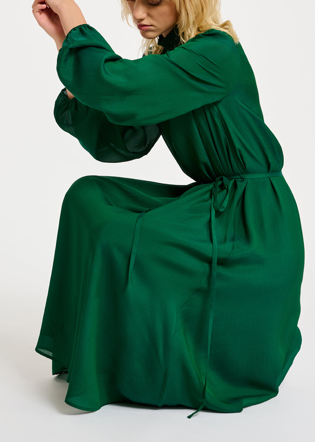 Donkergroene midi-jurk RE—SSENTIEL | Essentiel second hand