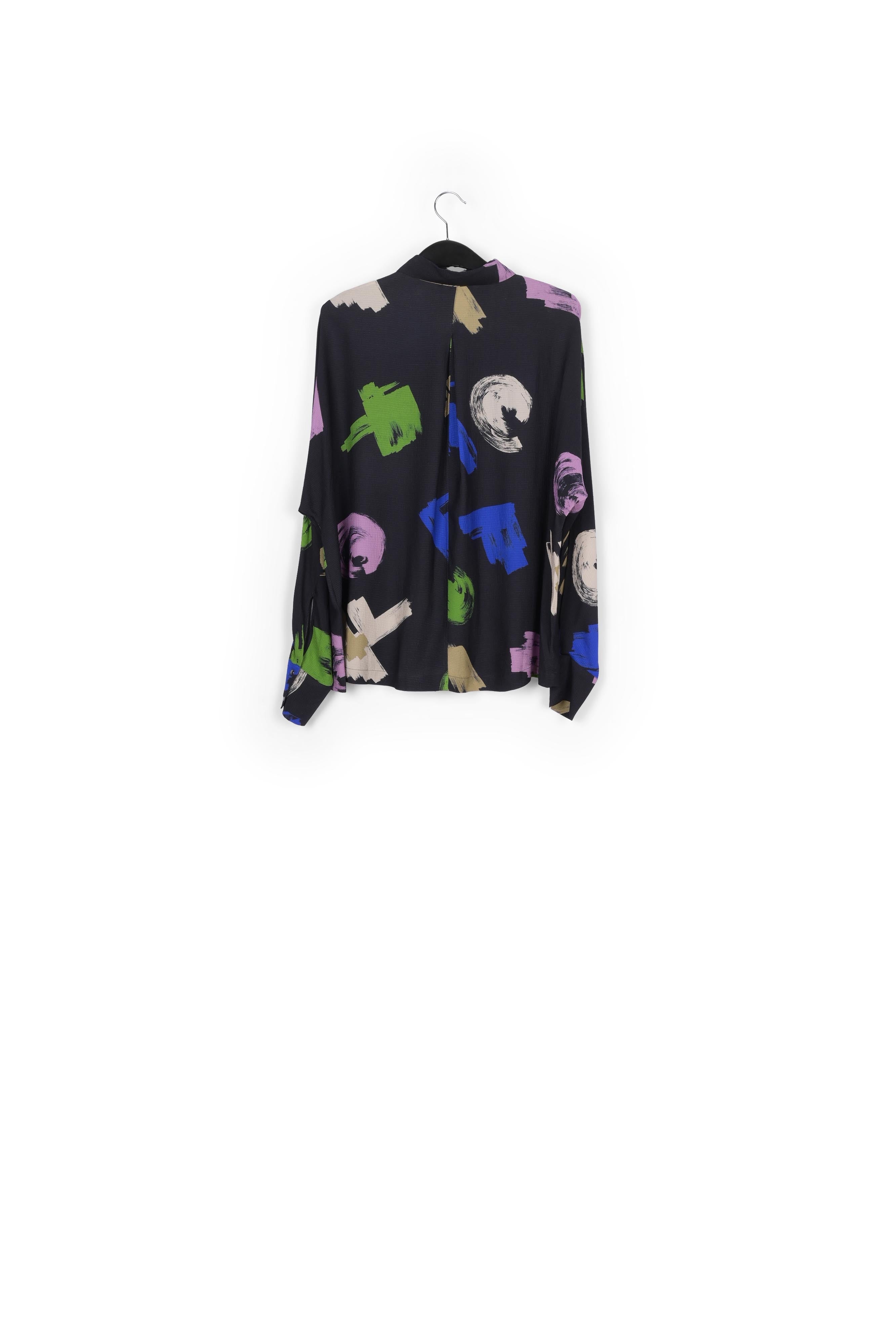 Navy blue oversized-fit printed shirt RE—SSENTIEL | Essentiel second hand