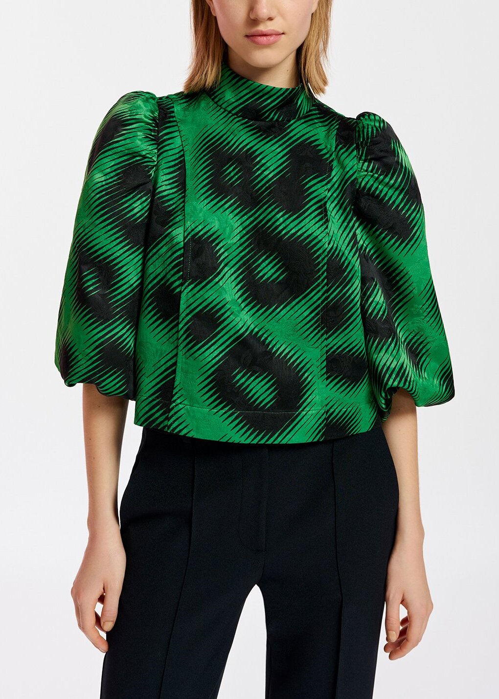 Top en jacquard vert à imprimé léopard RE—SSENTIEL | Essentiel second hand