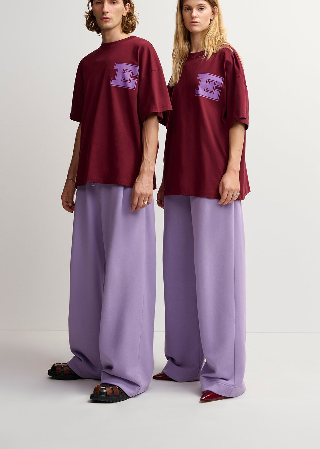 Lilac wide-leg cotton-jersey sweatpants RE—SSENTIEL | Essentiel second hand