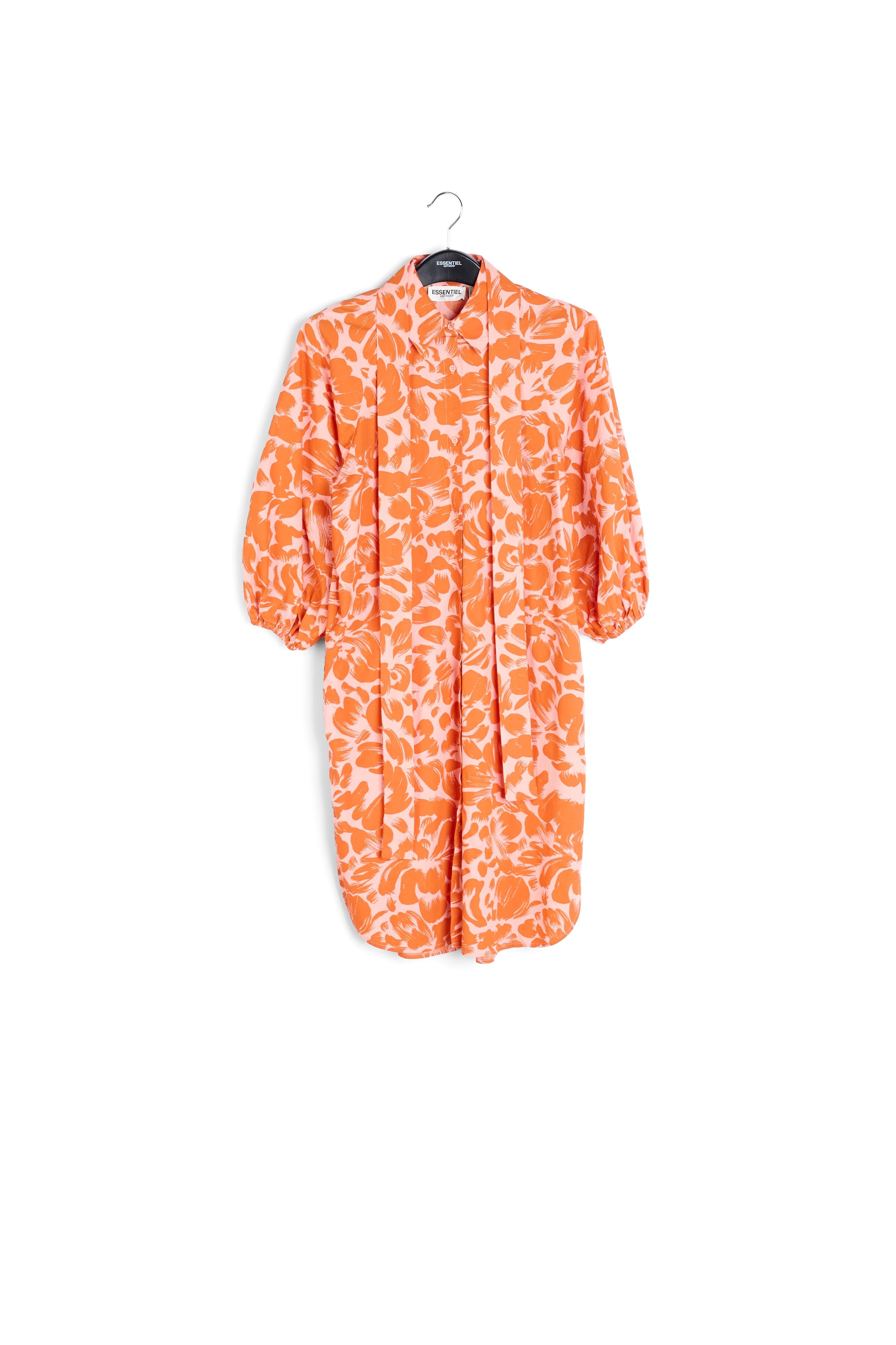 Mini-jurk met lichtroze en oranje bloemenprint RE—SSENTIEL | Essentiel second hand