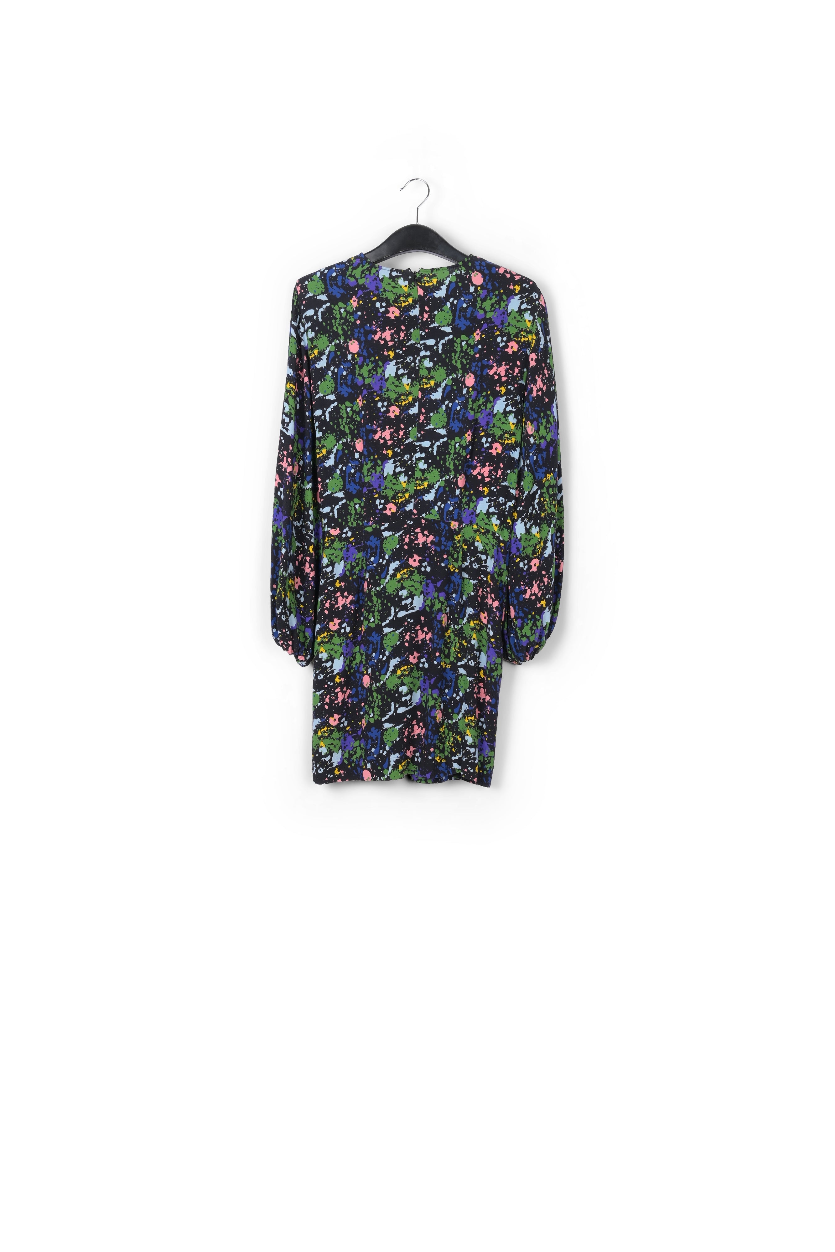 Mini-robe noire et bleue fleurie à taille cintrée RE—SSENTIEL | Essentiel second hand