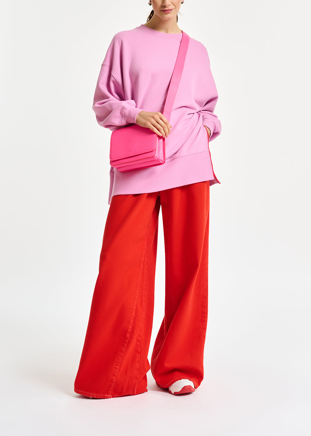 Light pink organic cotton sweatshirt with boxy cut RE—SSENTIEL | Essentiel second hand