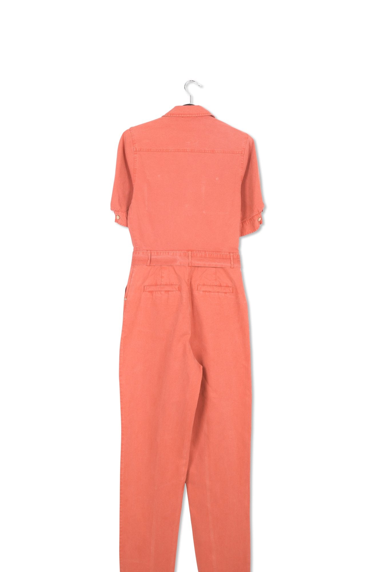Dark orange relaxed fit cotton-blend jumpsuit RE—SSENTIEL | Essentiel second hand