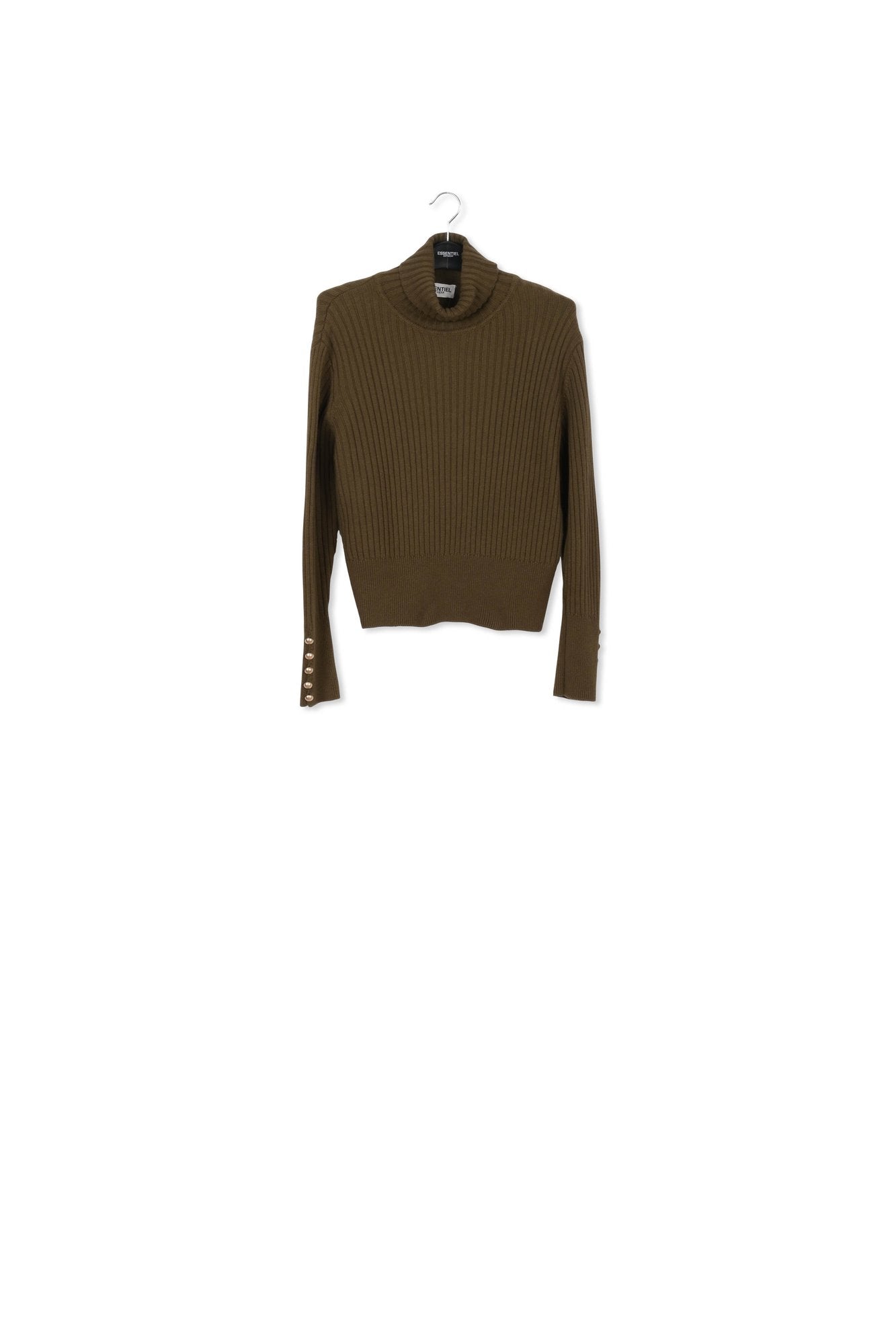 Pull vert armé à col roulé en laine mélangée RE—SSENTIEL | Essentiel second hand