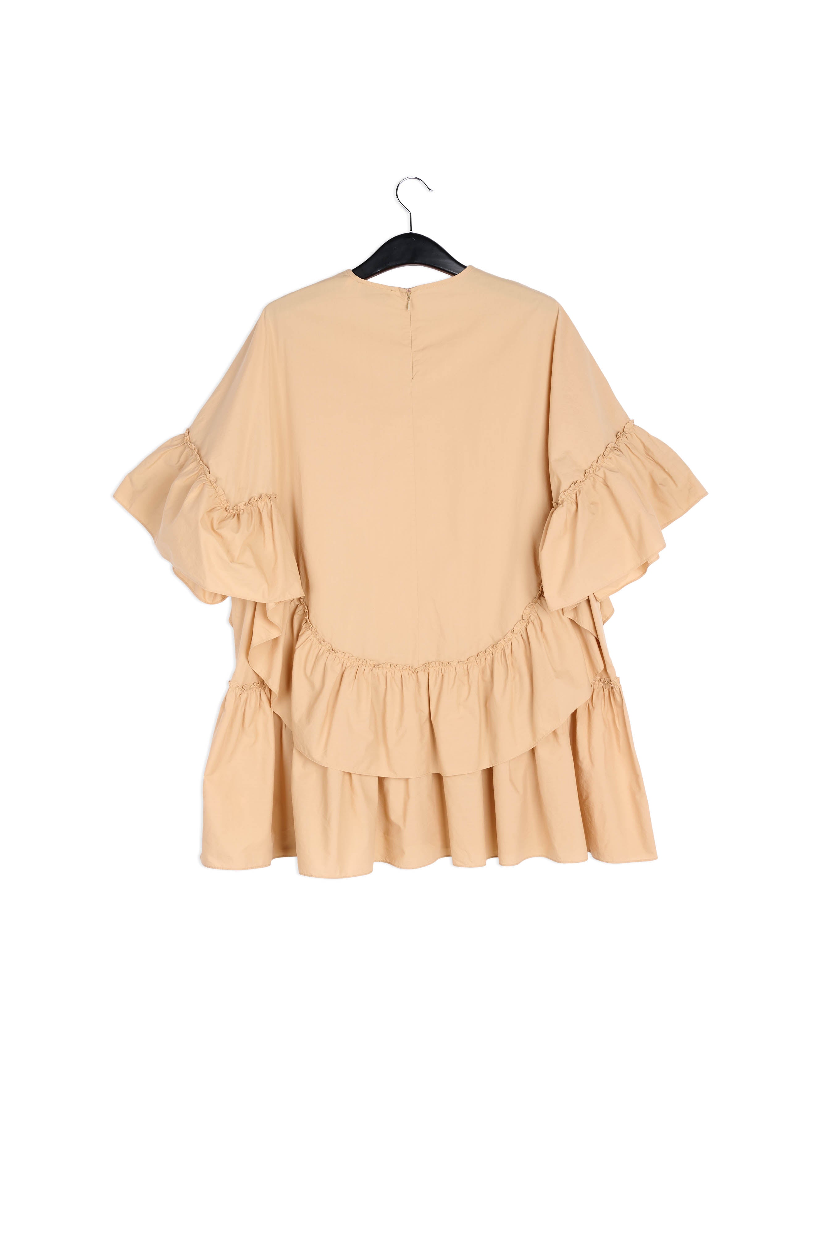 Beige katoenen jurk met volants RE—SSENTIEL | Essentiel second hand