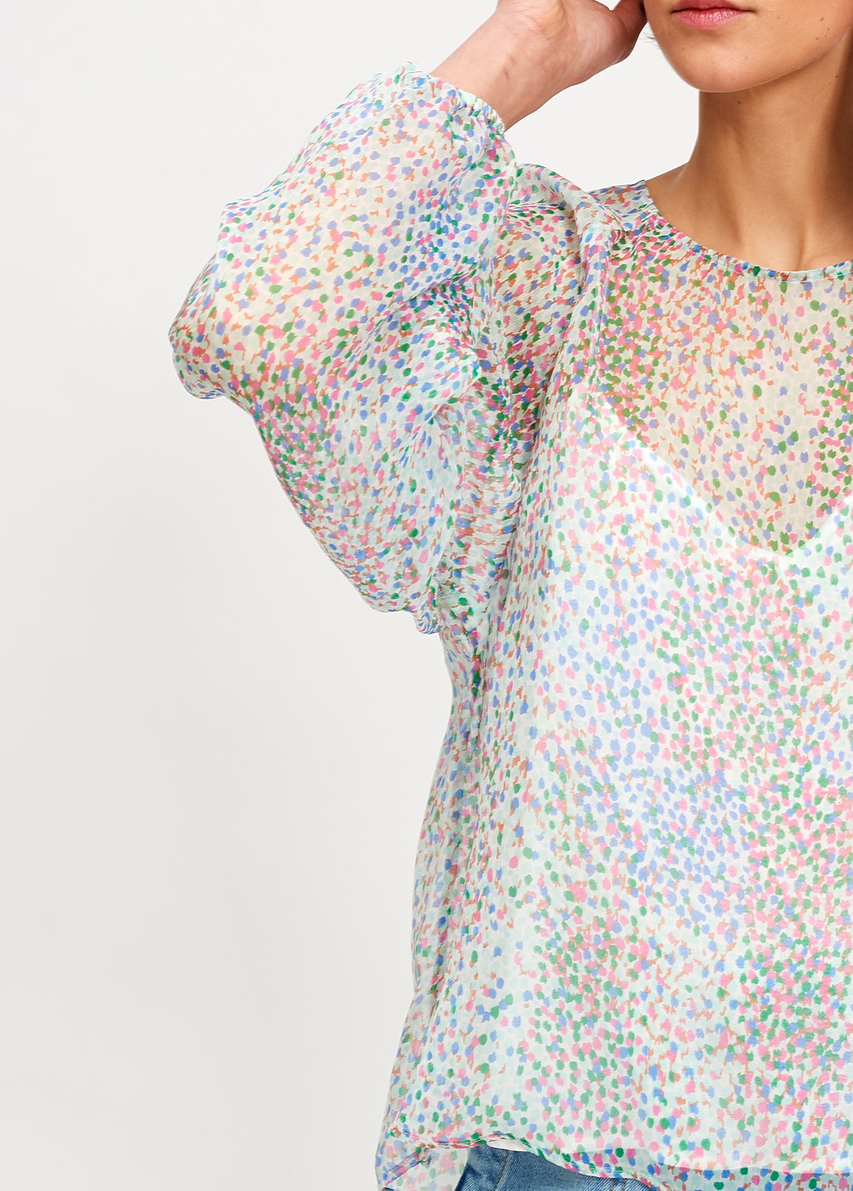 Light sheer silk top with dot print RE—SSENTIEL | Essentiel second hand