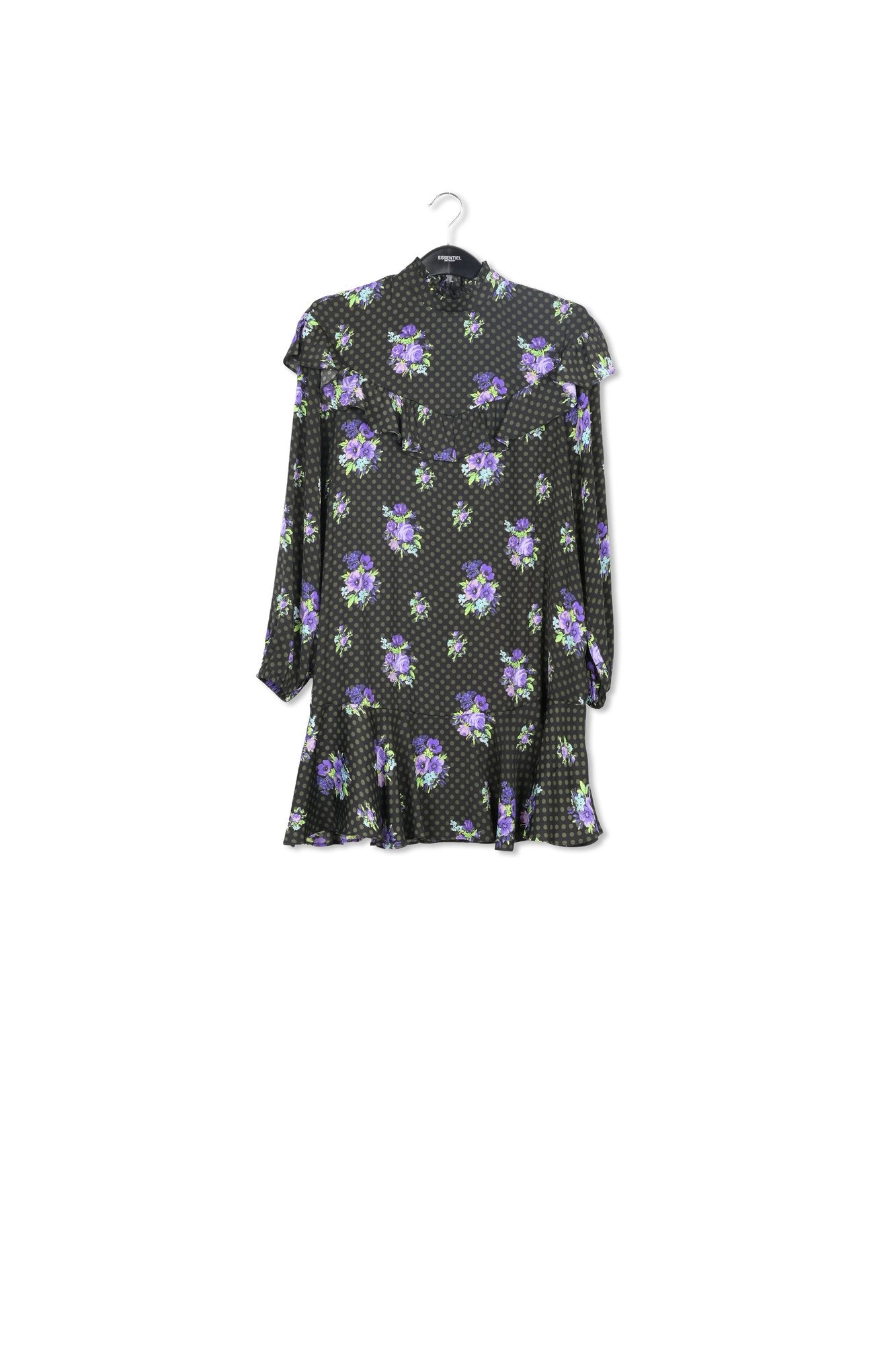 Robe à ligne a noire et pourpre à volants RE—SSENTIEL | Essentiel second hand