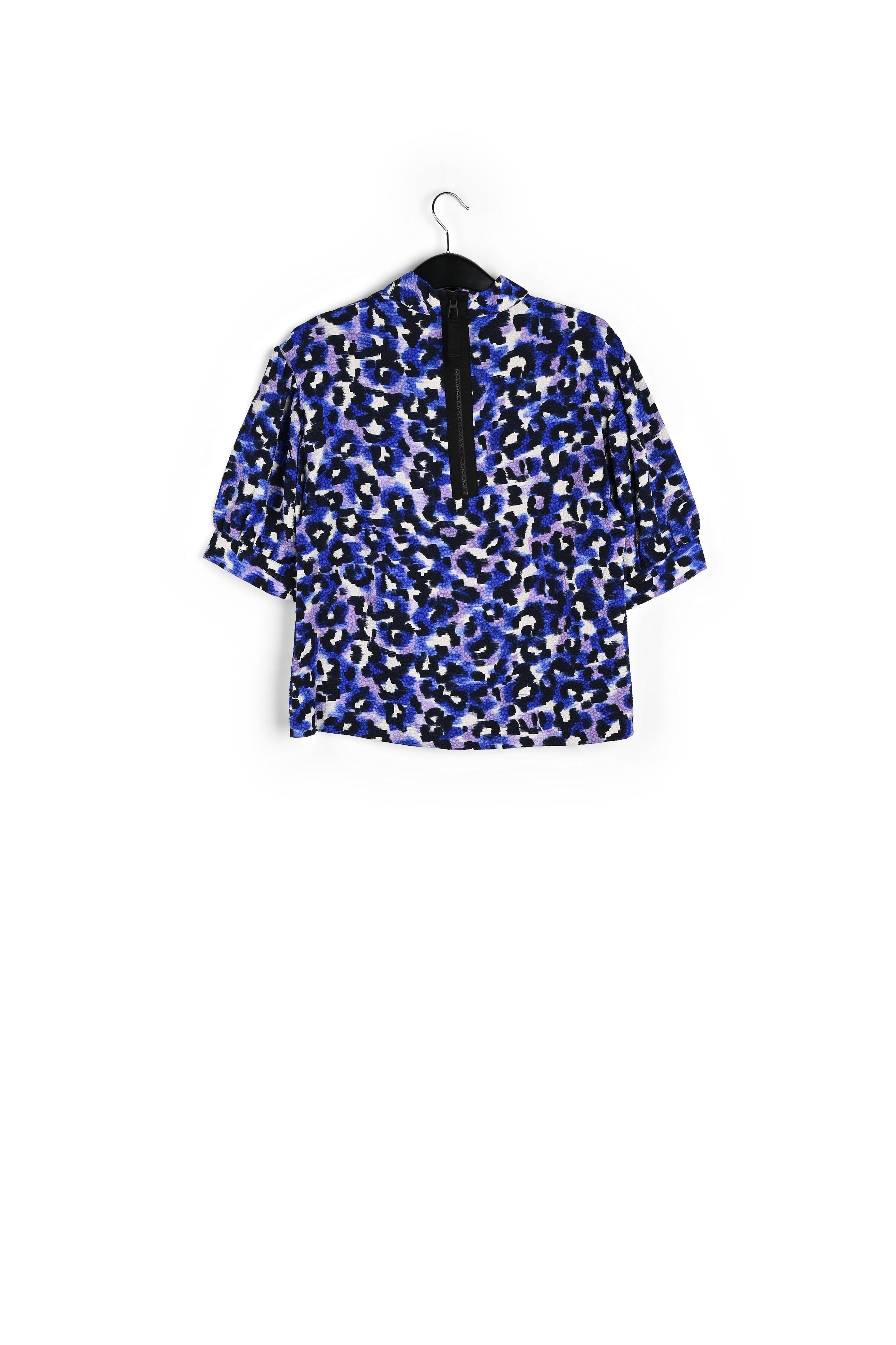 Blue, purple and off-white leopard print top RE—SSENTIEL | Essentiel second hand