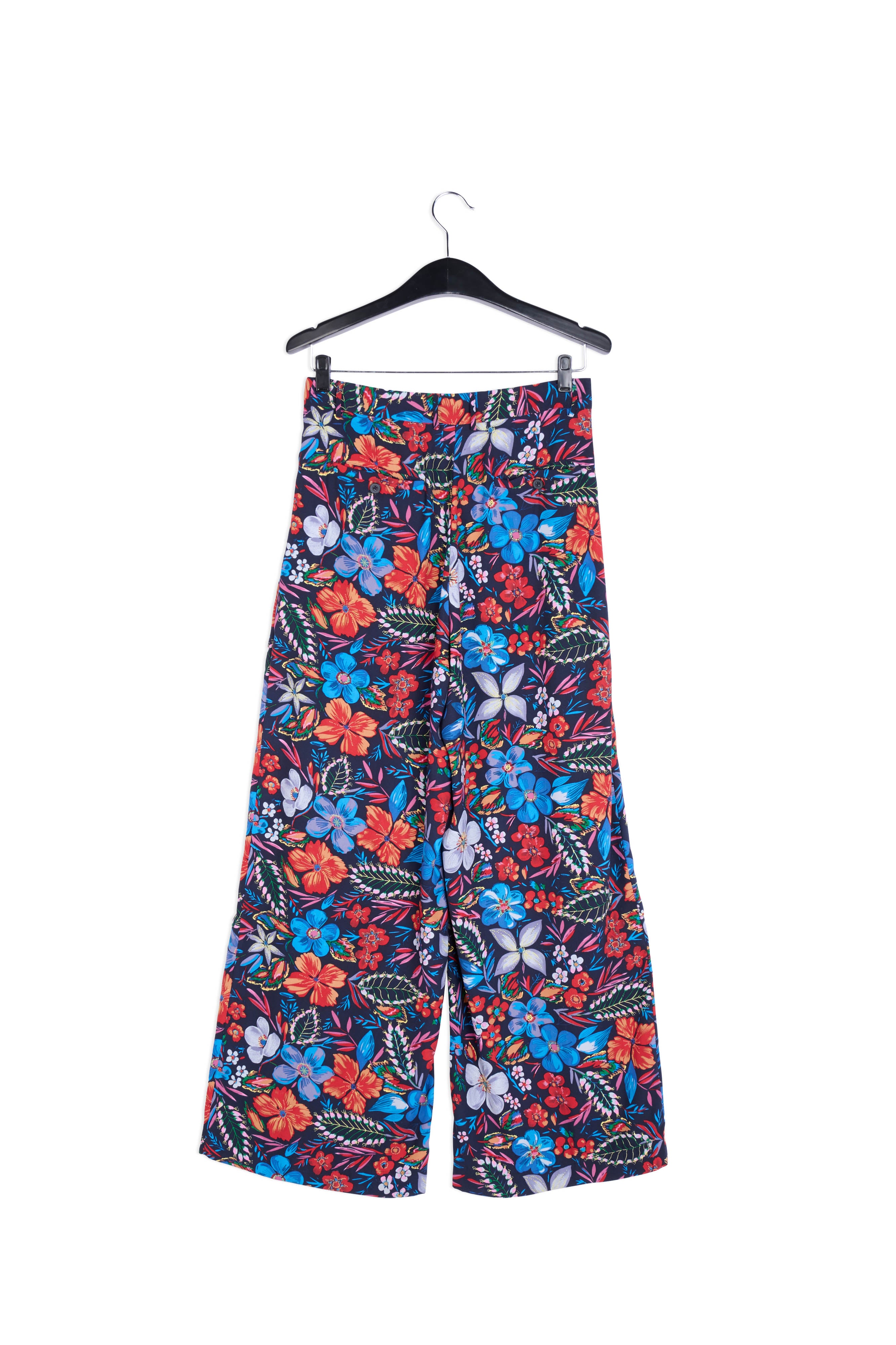 Dark blue floral wide-leg pants RE—SSENTIEL | Essentiel second hand
