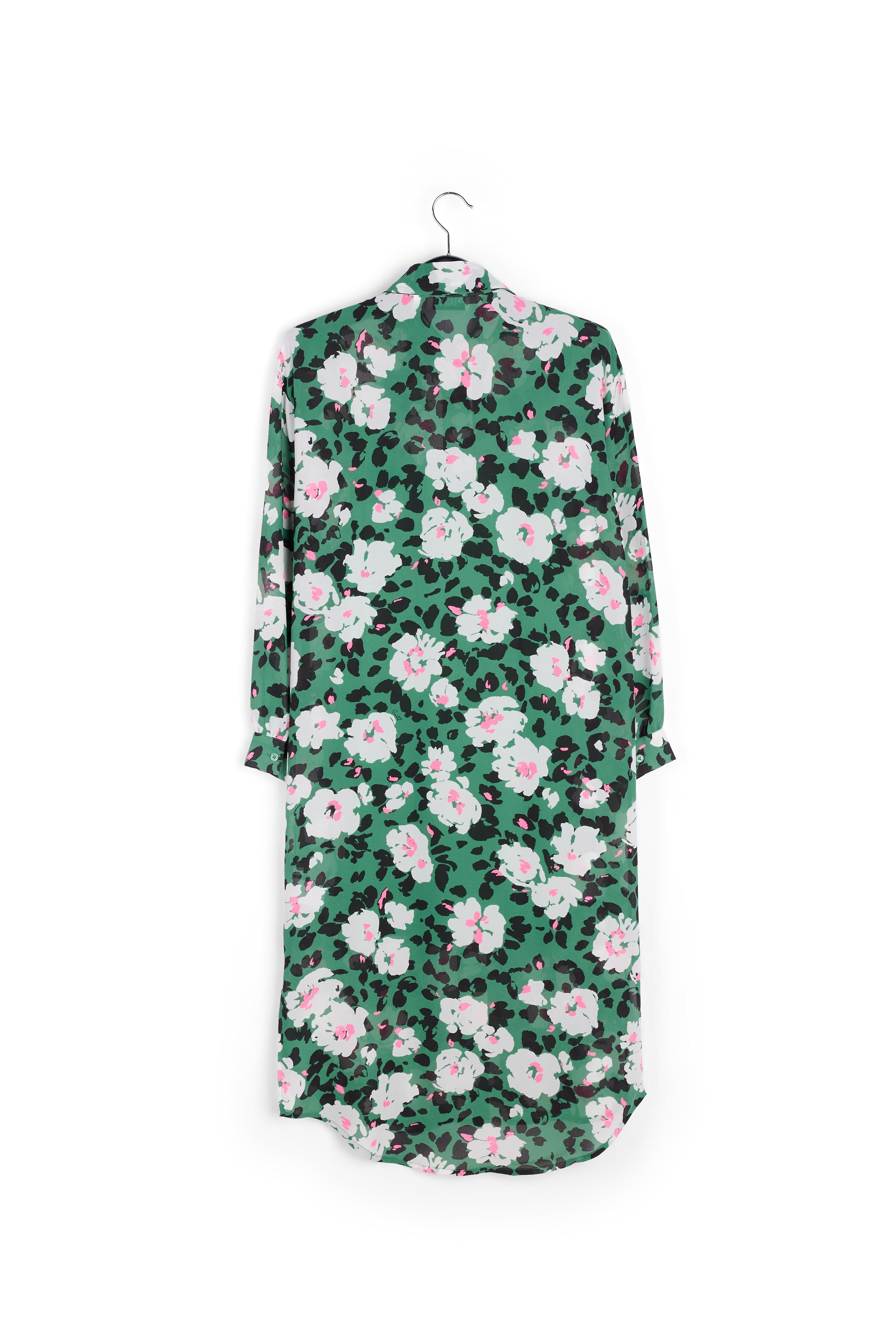 Green floral-print shirt dress RE—SSENTIEL | Essentiel second hand