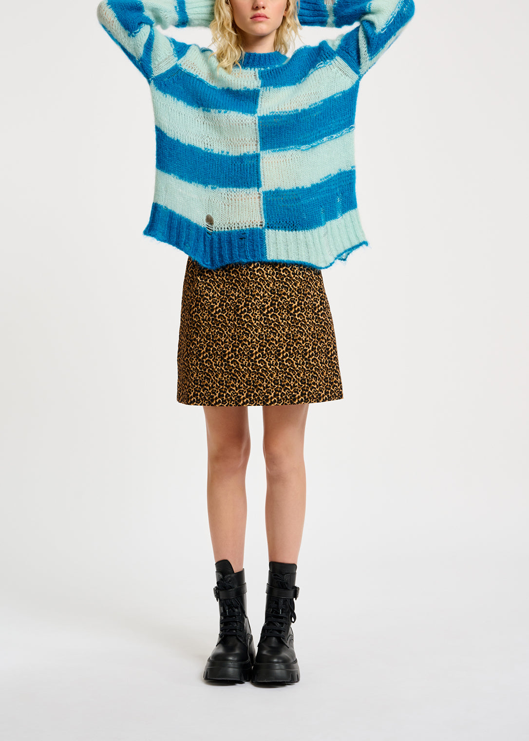 Pull à rayures bleu et bleu clair effet vieilli RE—SSENTIEL | Essentiel second hand