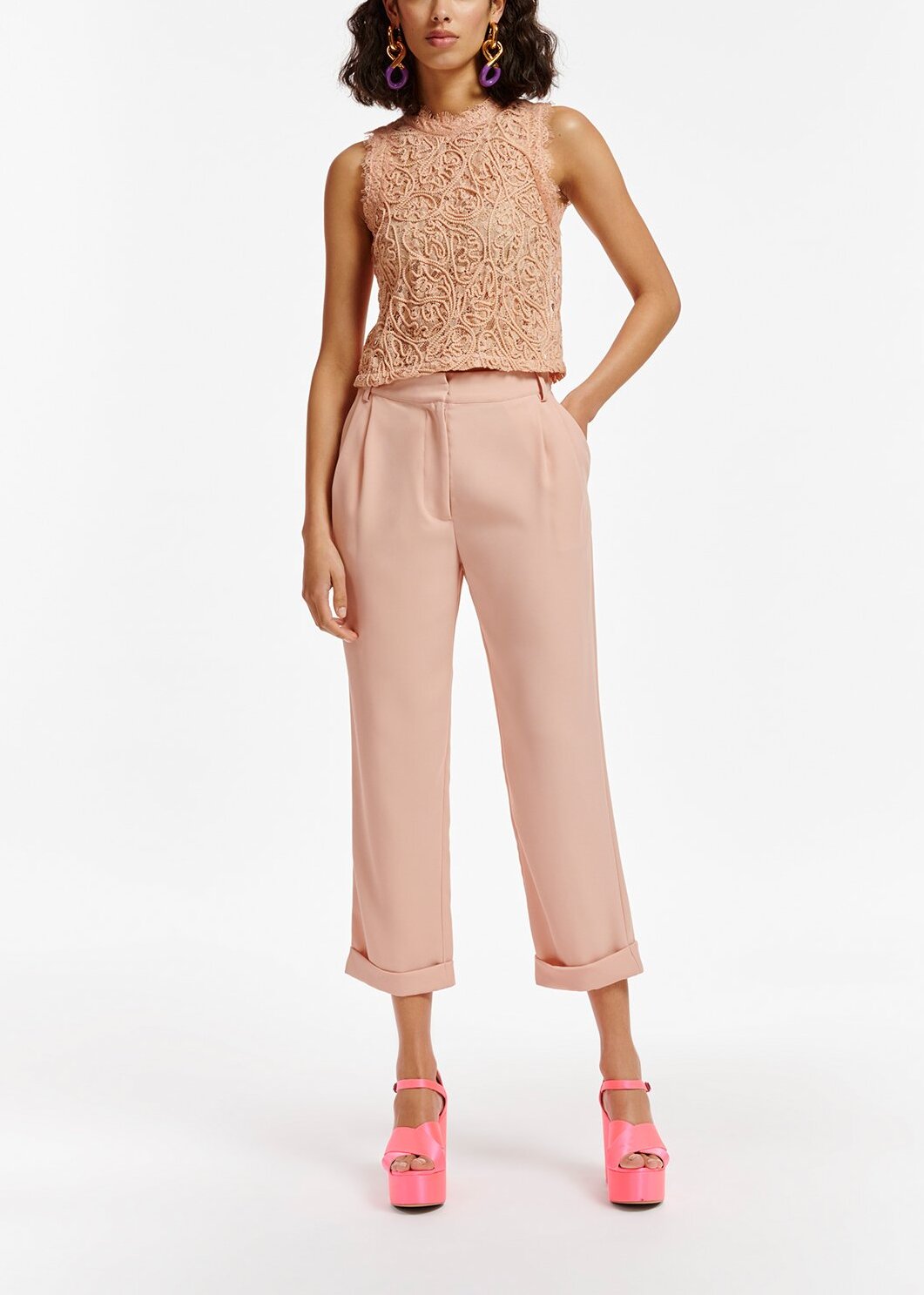 Vintage pink embroidered lace top RE—SSENTIEL | Essentiel second hand