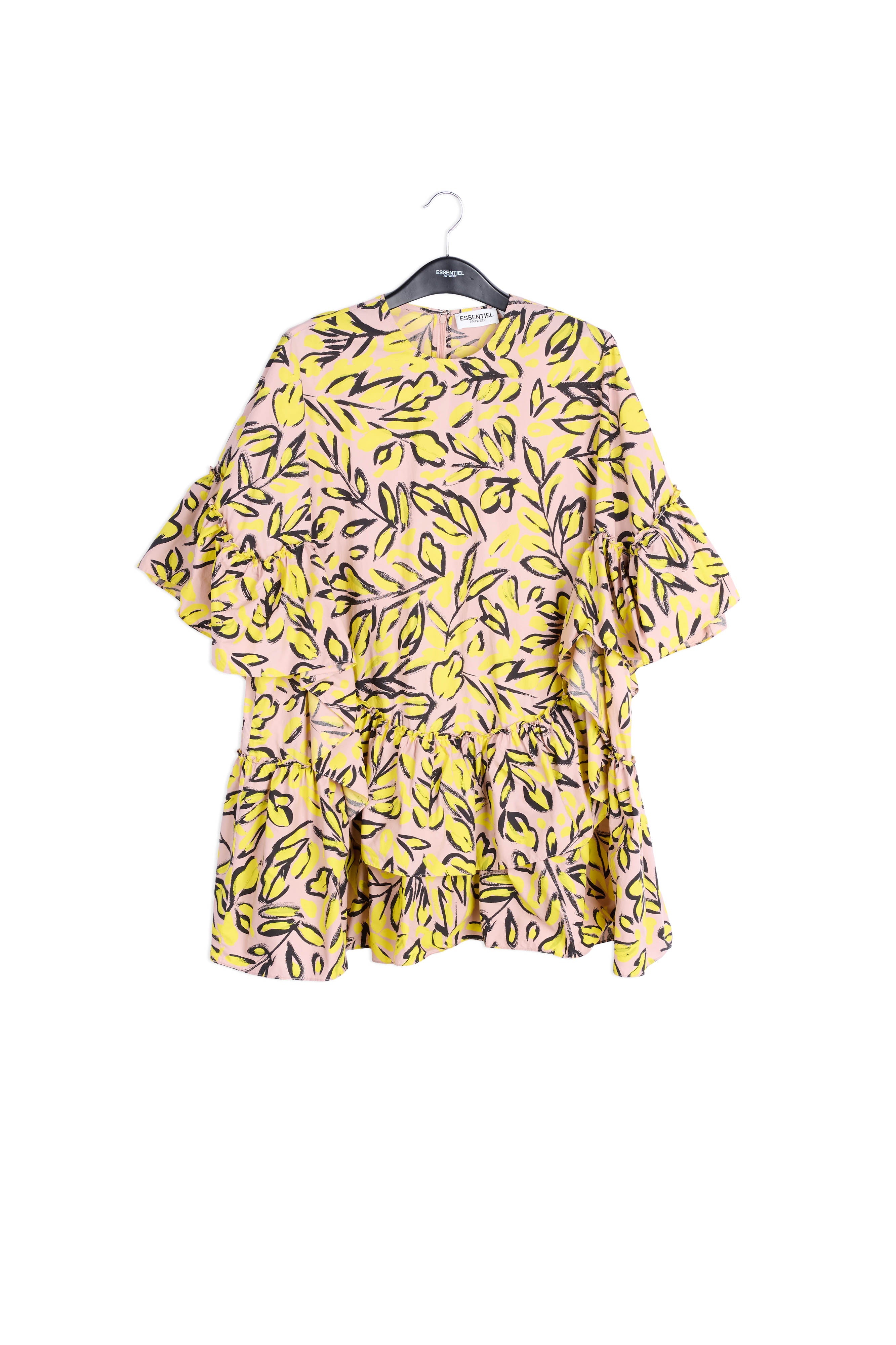 Beige ruffled cotton dress RE—SSENTIEL | Essentiel second hand